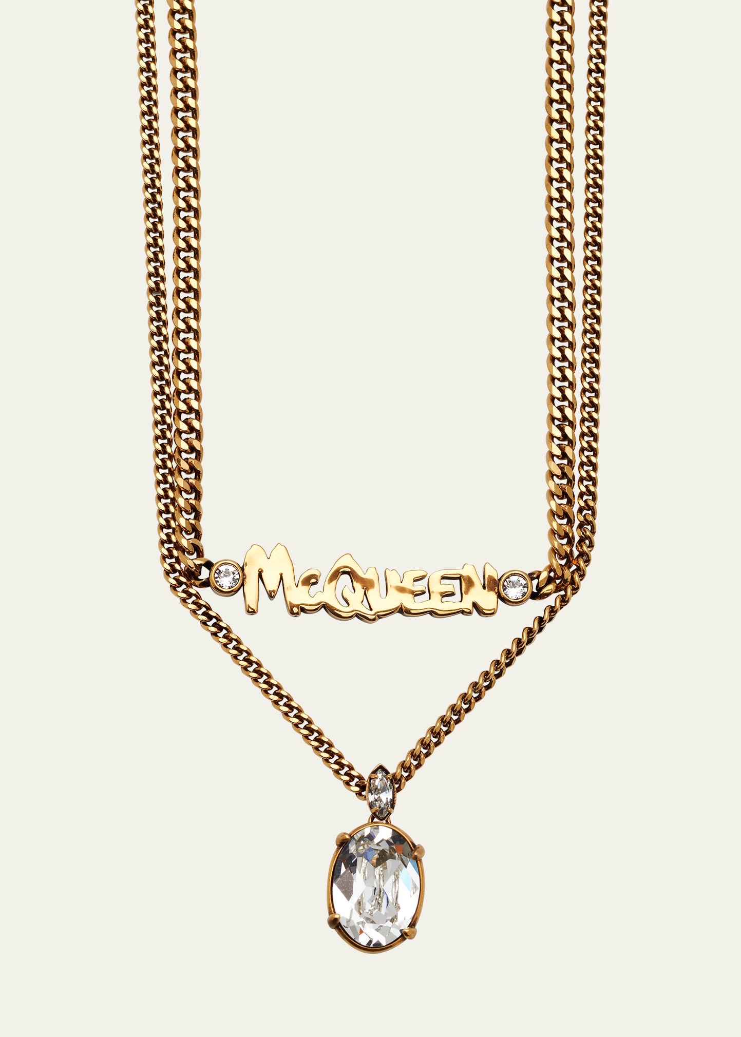 Alexander McQueen Graffiti Logo Double Chain Necklace