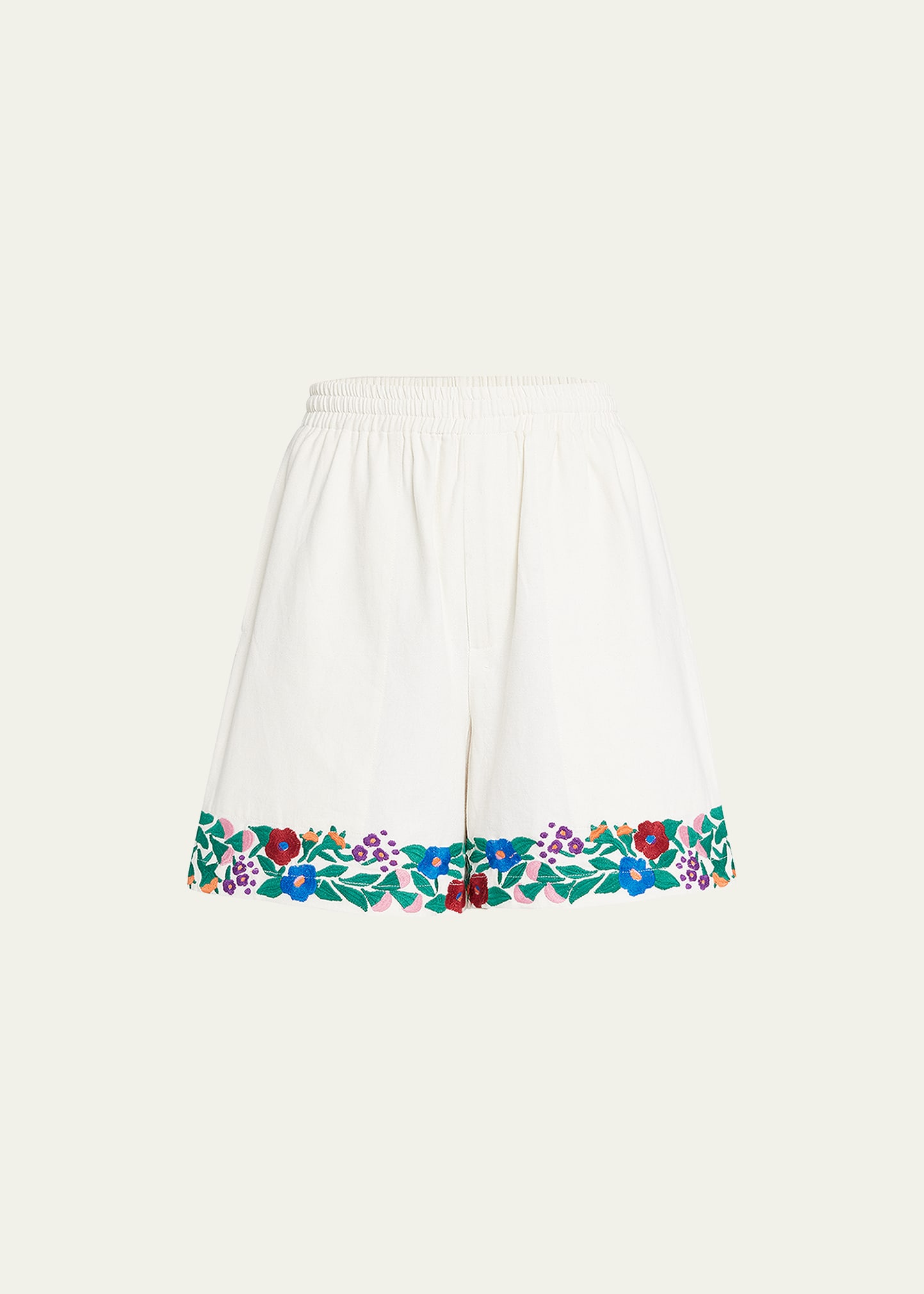 Shop Bode Winter Garden Embroidered Rugby Shorts In Ecru Multi