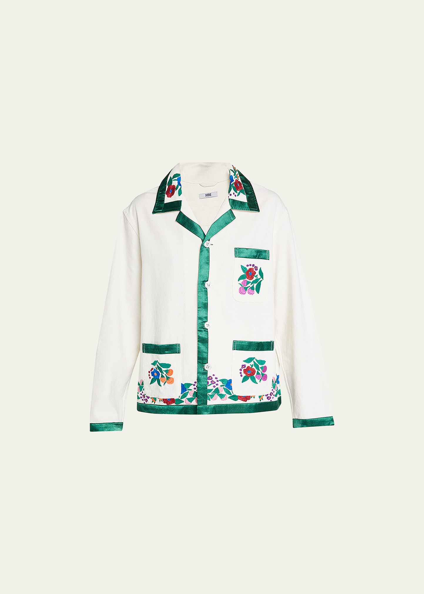 Winter Garden Floral-Embroidered Overshirt