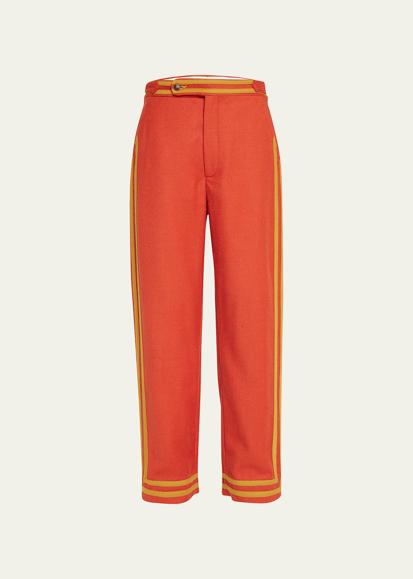 Bode Society Club Stripe Wool Trousers In Red Gold