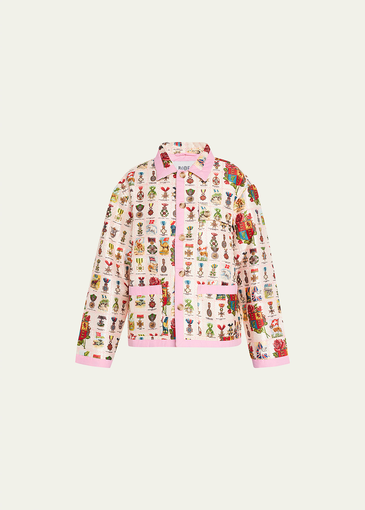 Shop Bode Tobacco Signet Quilt Boxy Jacket In Pink Multi