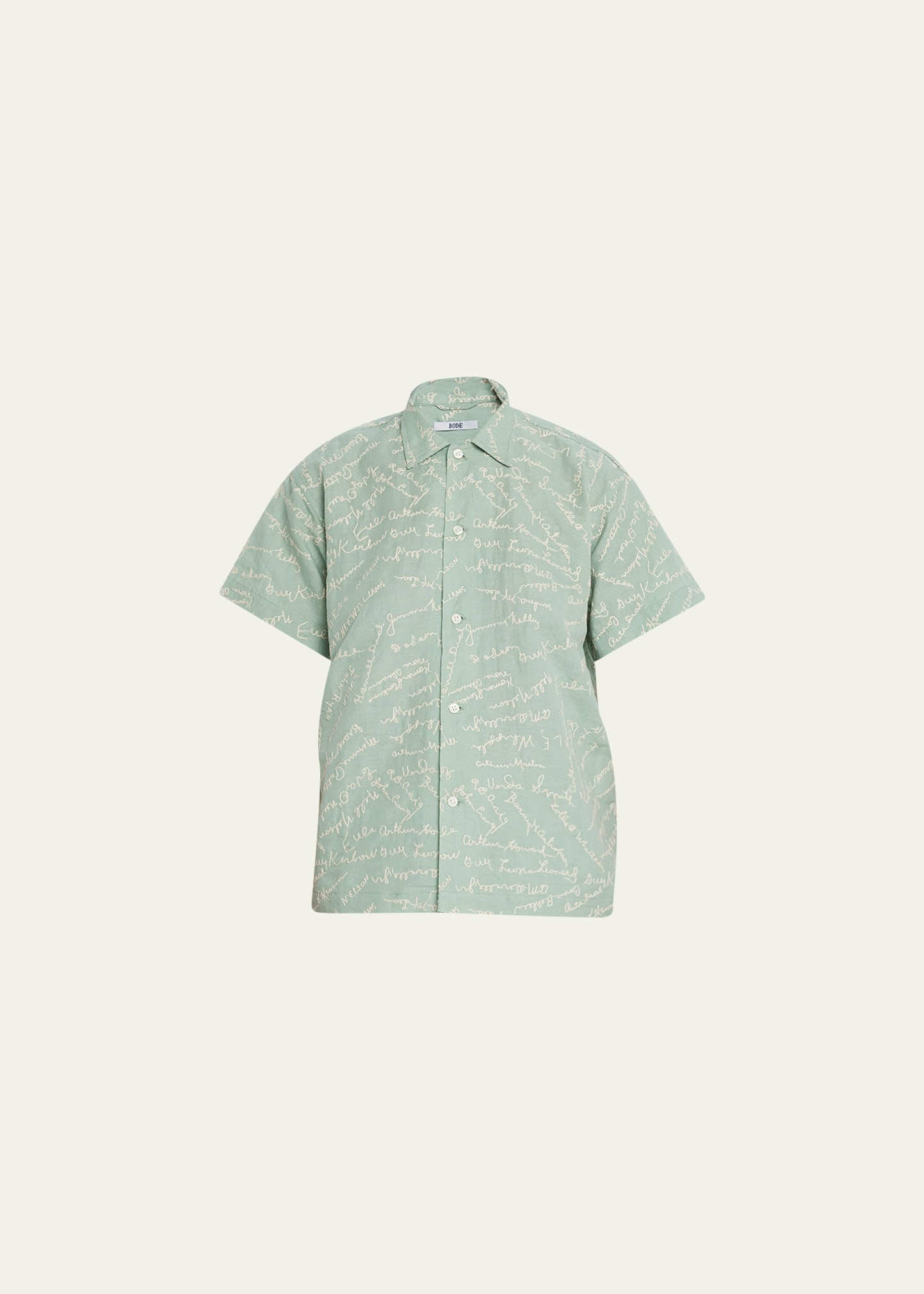 Bode Powder Signature Embroidered Boxy Shirt In Blue