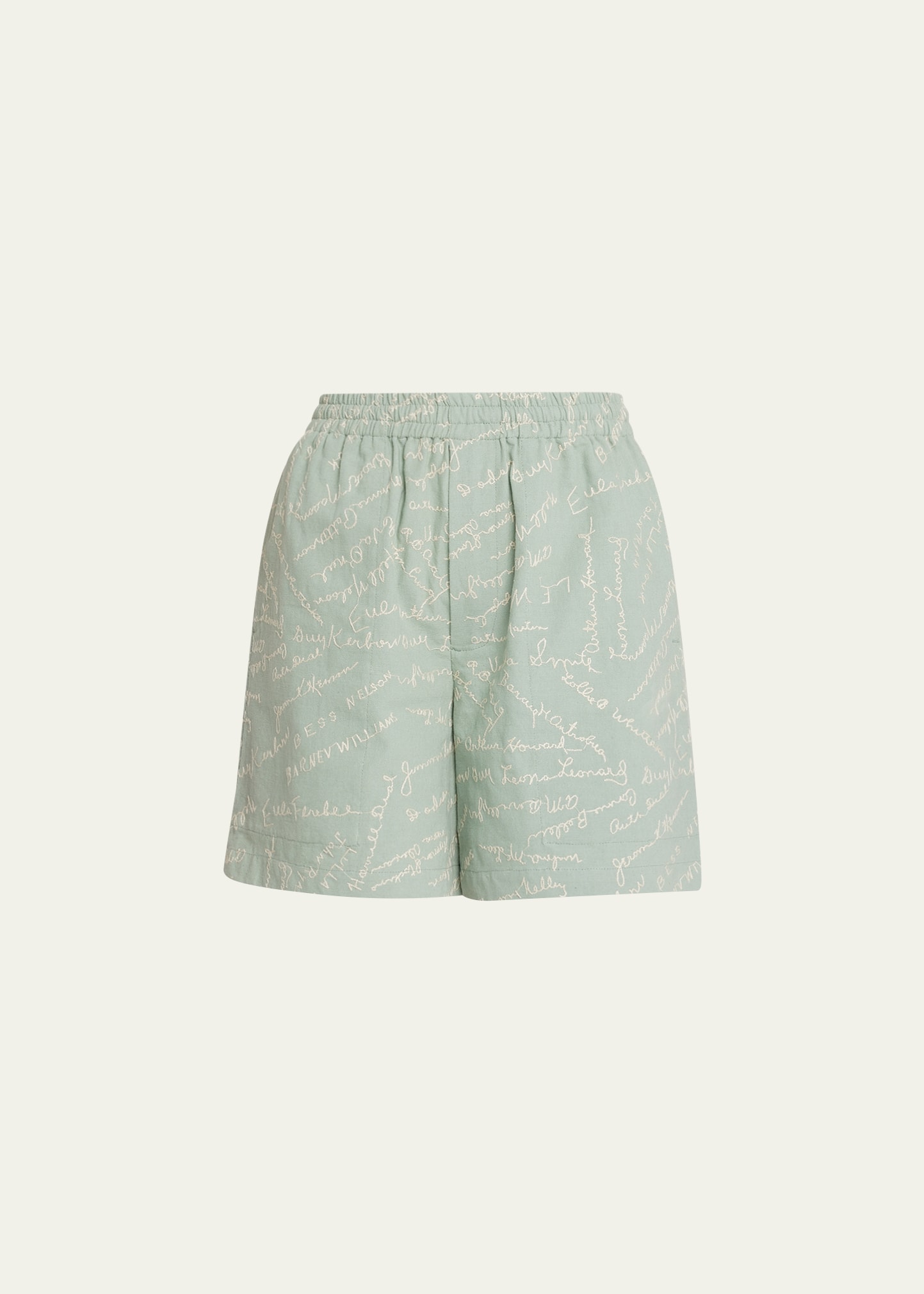 Bode Powder Signature Embroidered Shorts In Blue