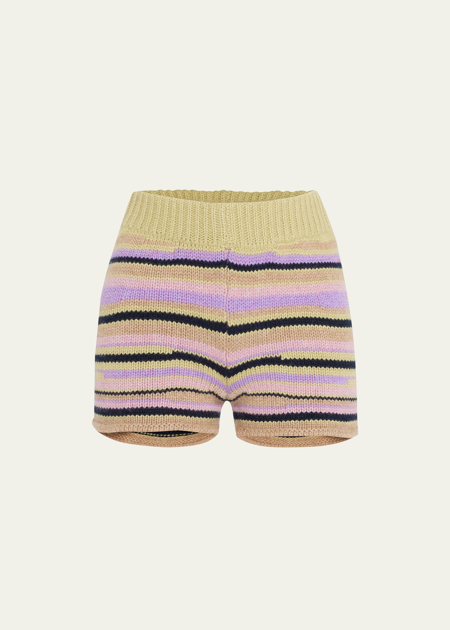 Horizon Loom Striped Cashmere Mini Shorts