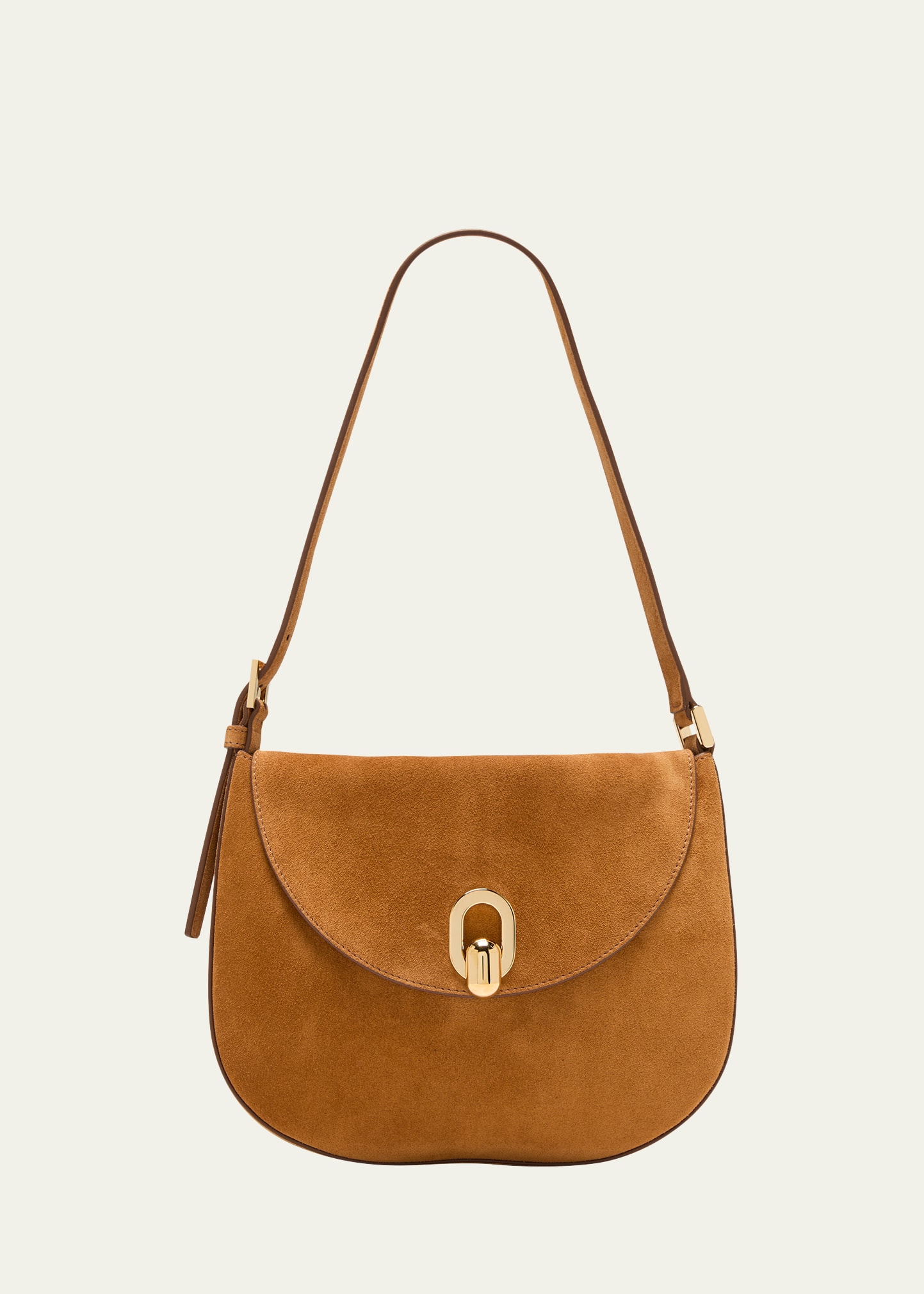 Savette The Tondo Suede Hobo Bag In Saddle