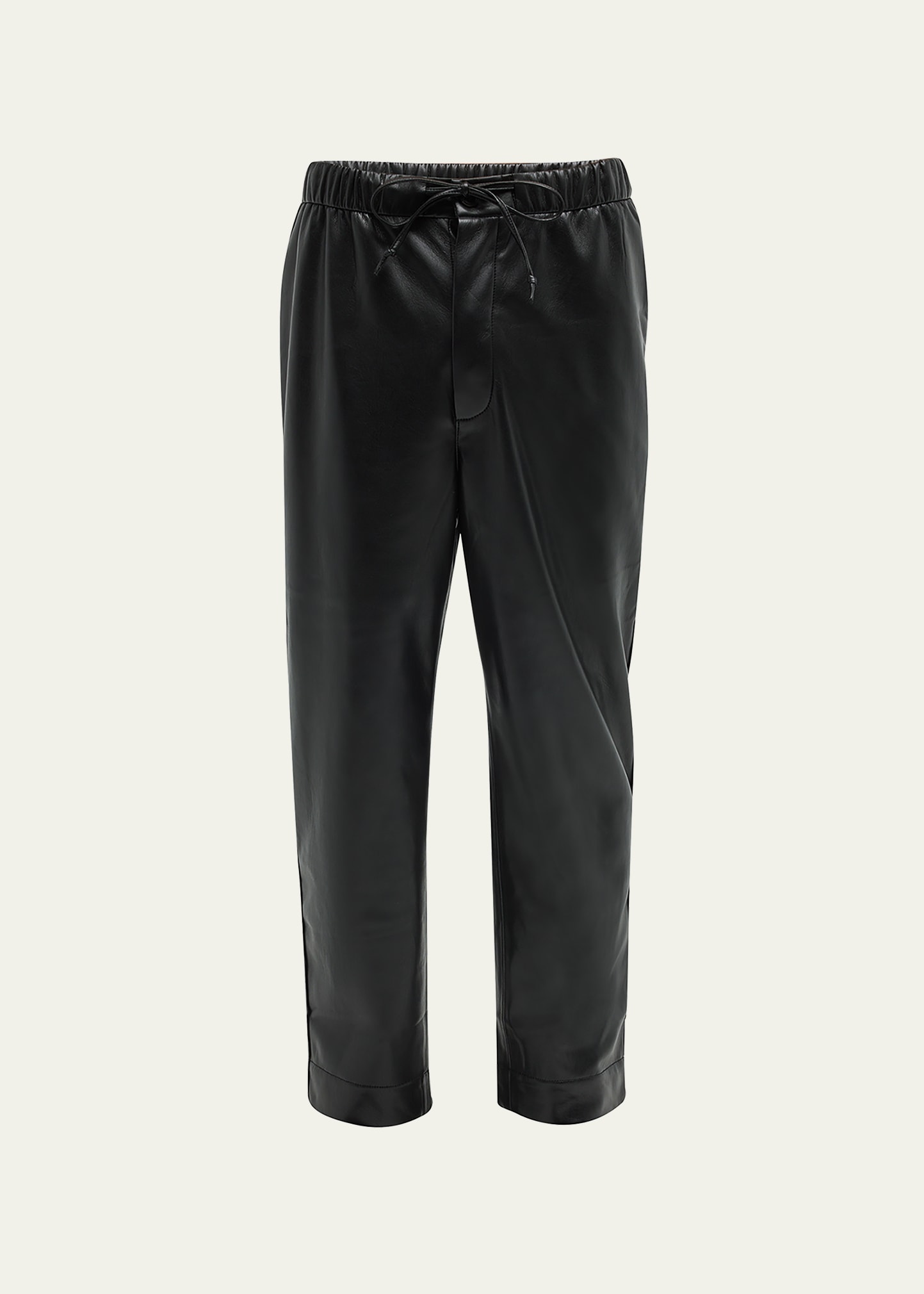 Nanushka Men's Jain Faux-leather Drawstring Pants In Black