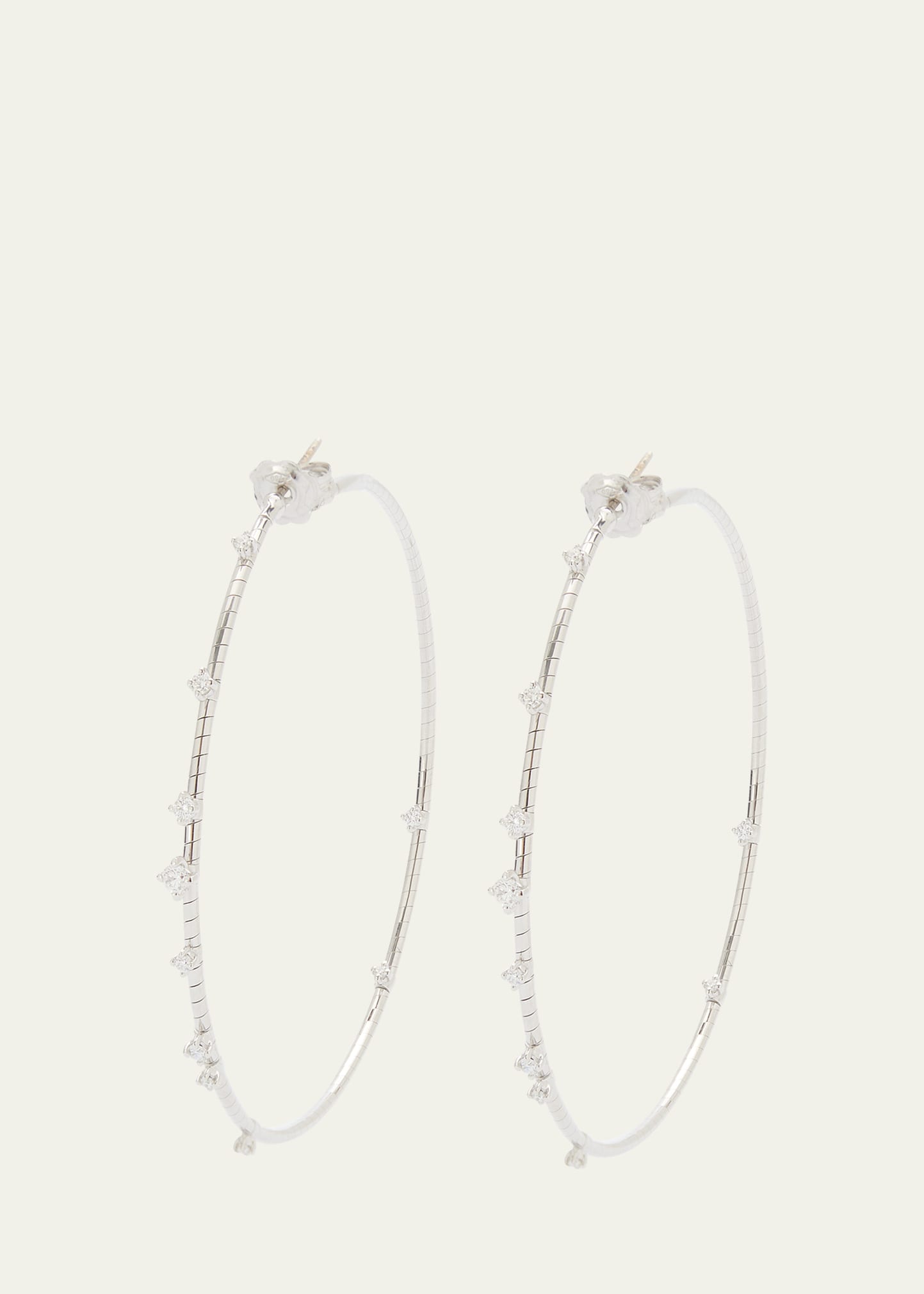 Mattia Cielo White Gold Hoop Earrings with Diamonds, 7.5cm