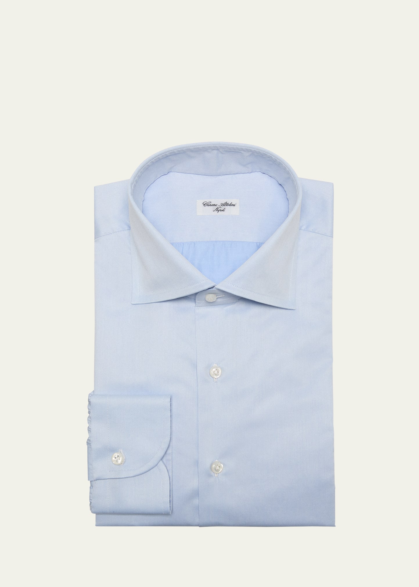 Shop Cesare Attolini Men's Cotton Dress Shirt In 001-ltblue