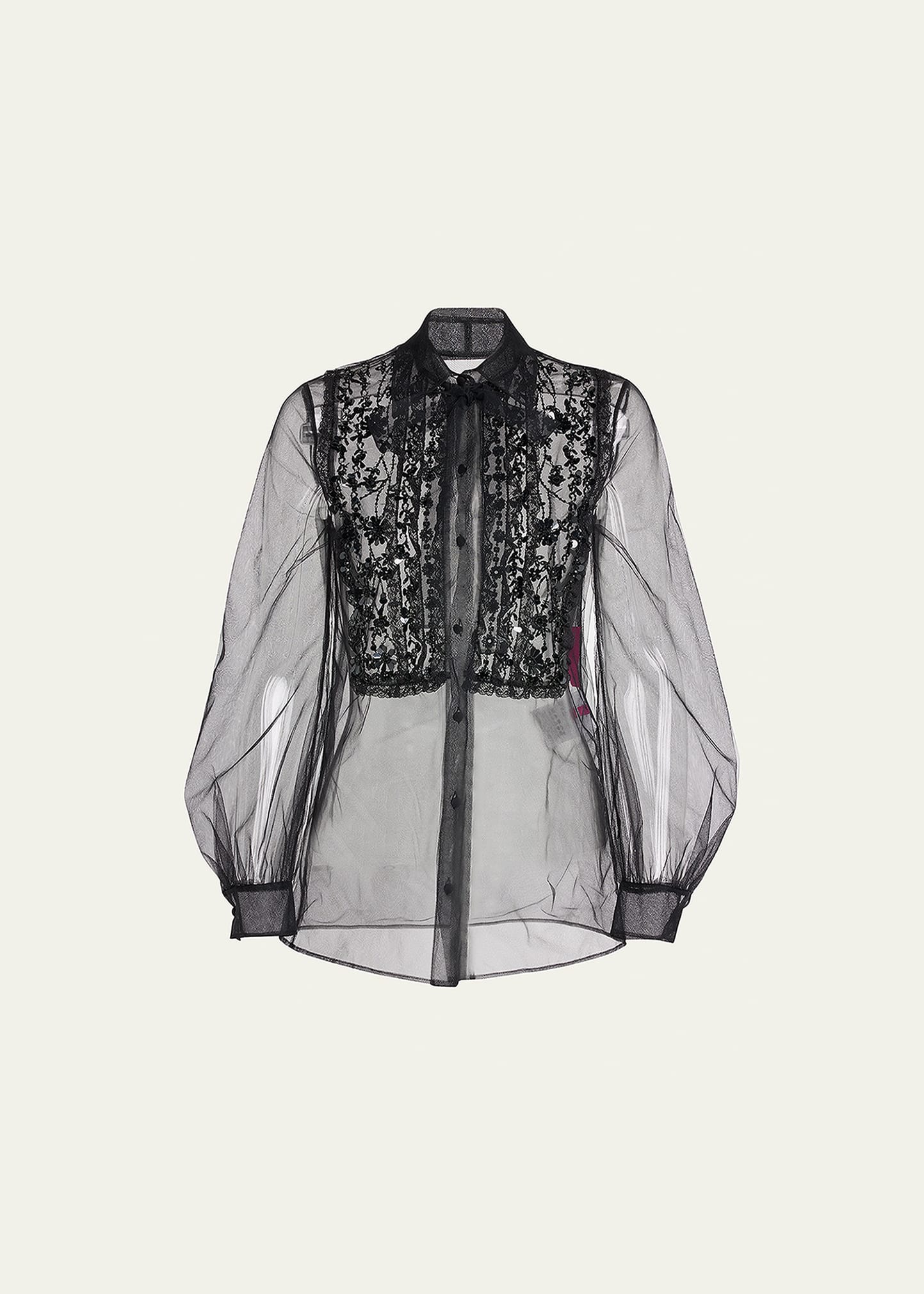 Embroidered Tulle Blouse