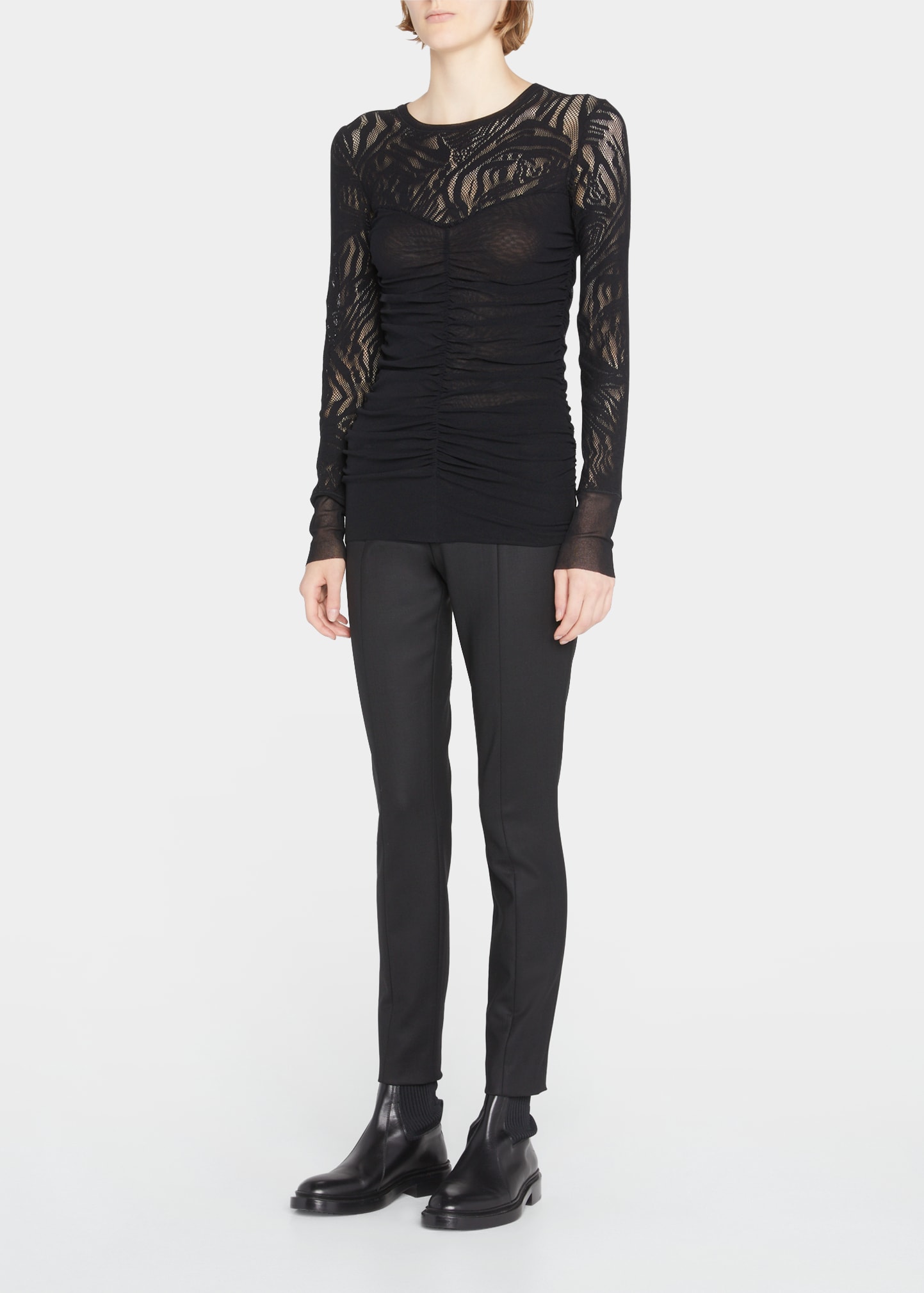 FUZZI Long Sleeve Lace/Netted sold Top