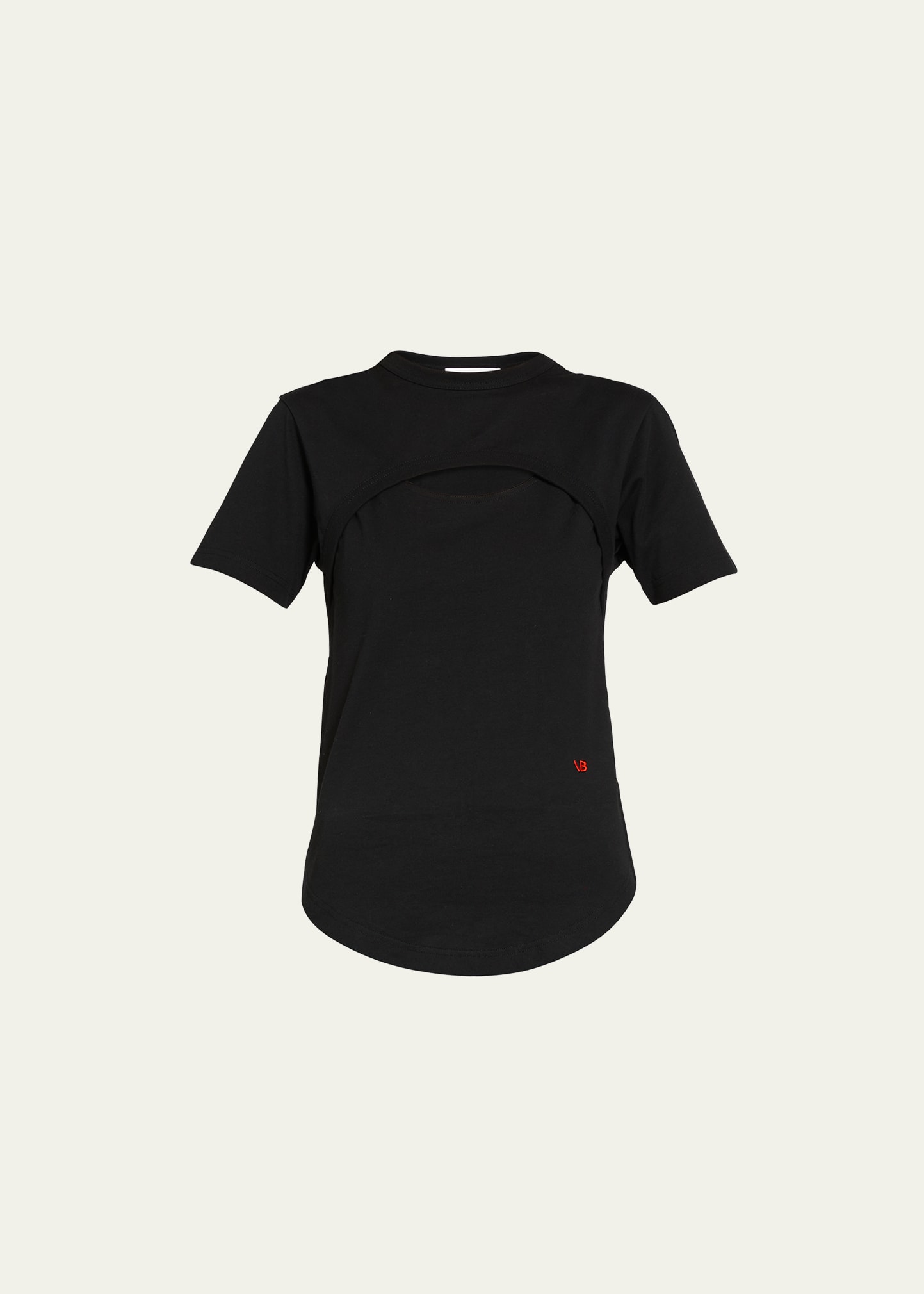 Victoria Beckham Cut-out Organic Cotton-jersey T-shirt In Black