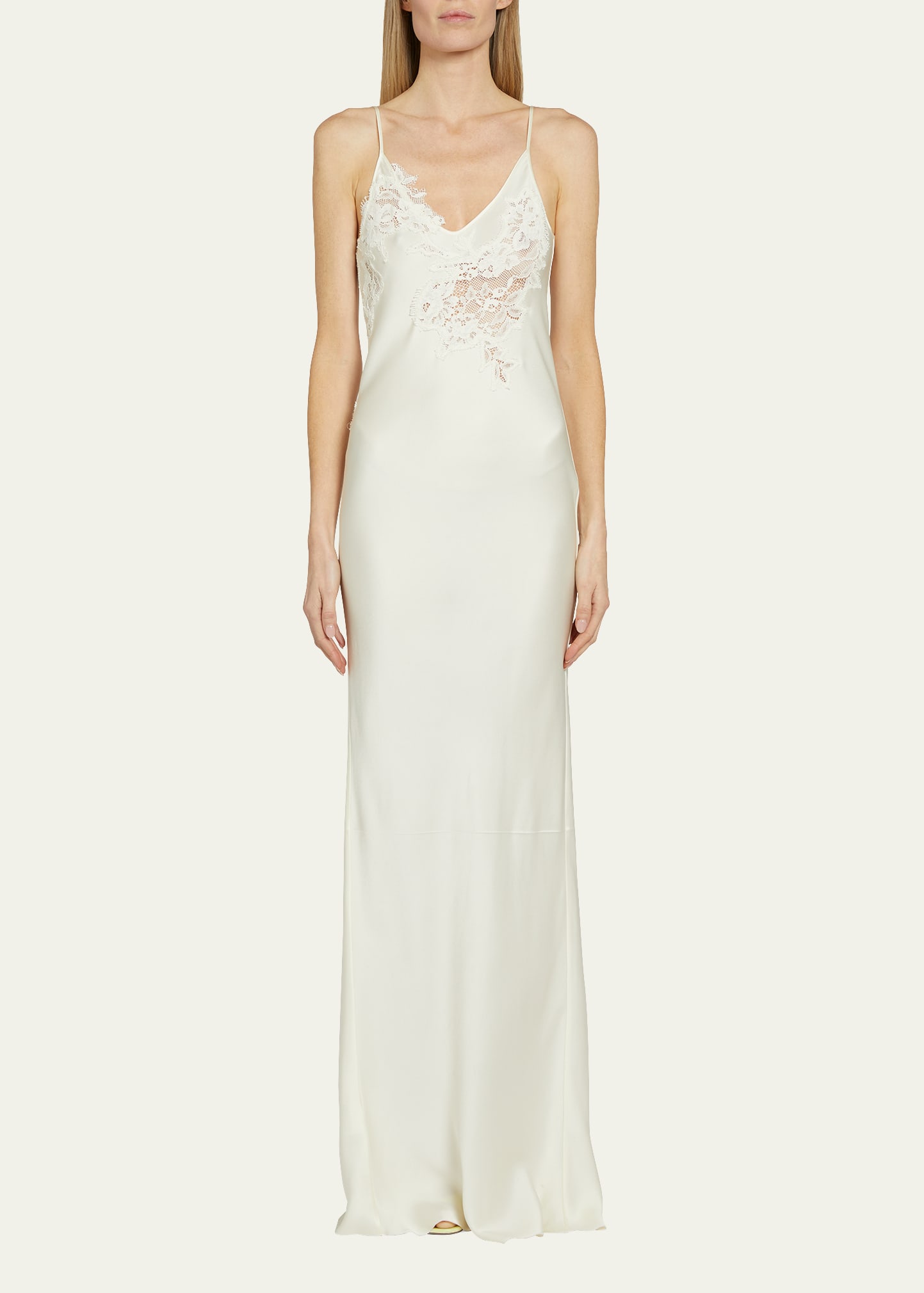 fitted lace wedding dress Draped Cami Floor-Length Dress In Bronze – Victoria Beckham UK