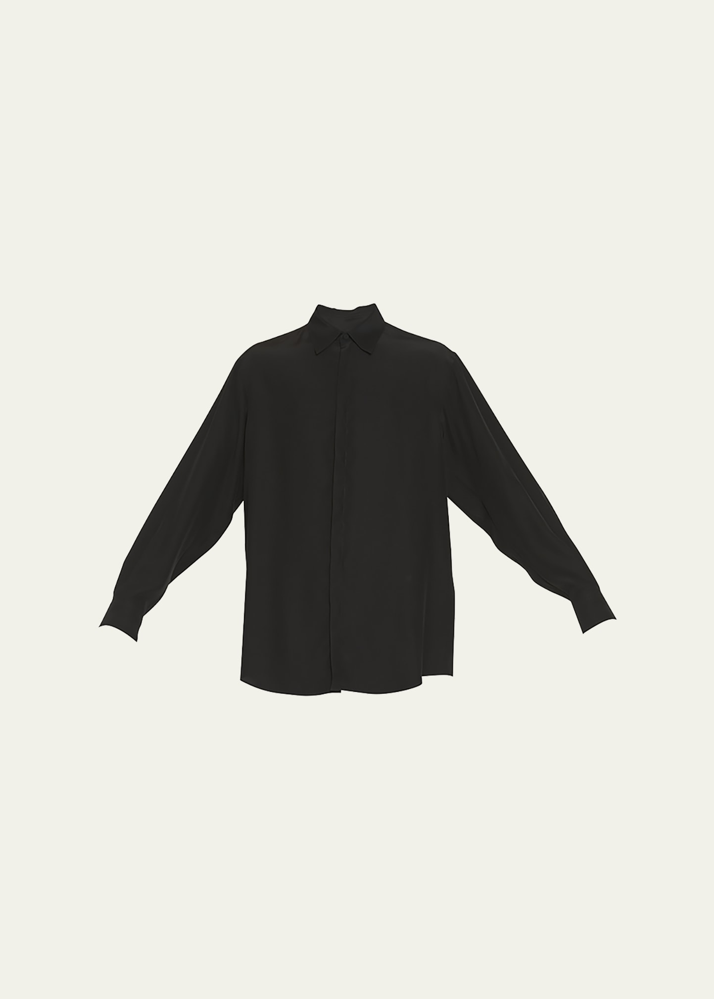 Men's Solid Silk Button-Down Shirt