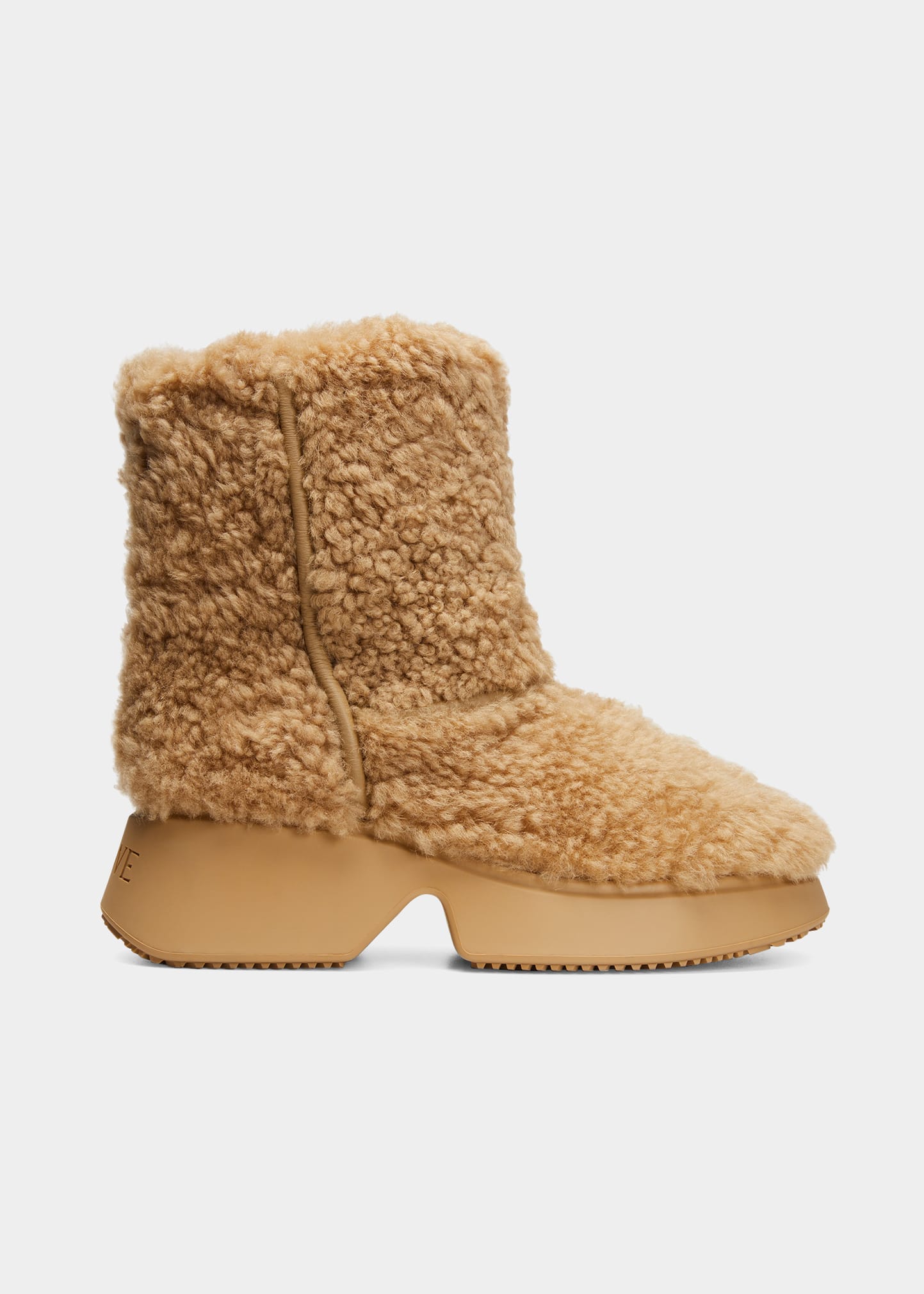 Loewe Men's Shearling Fur Wedge Boots In Warm Deser