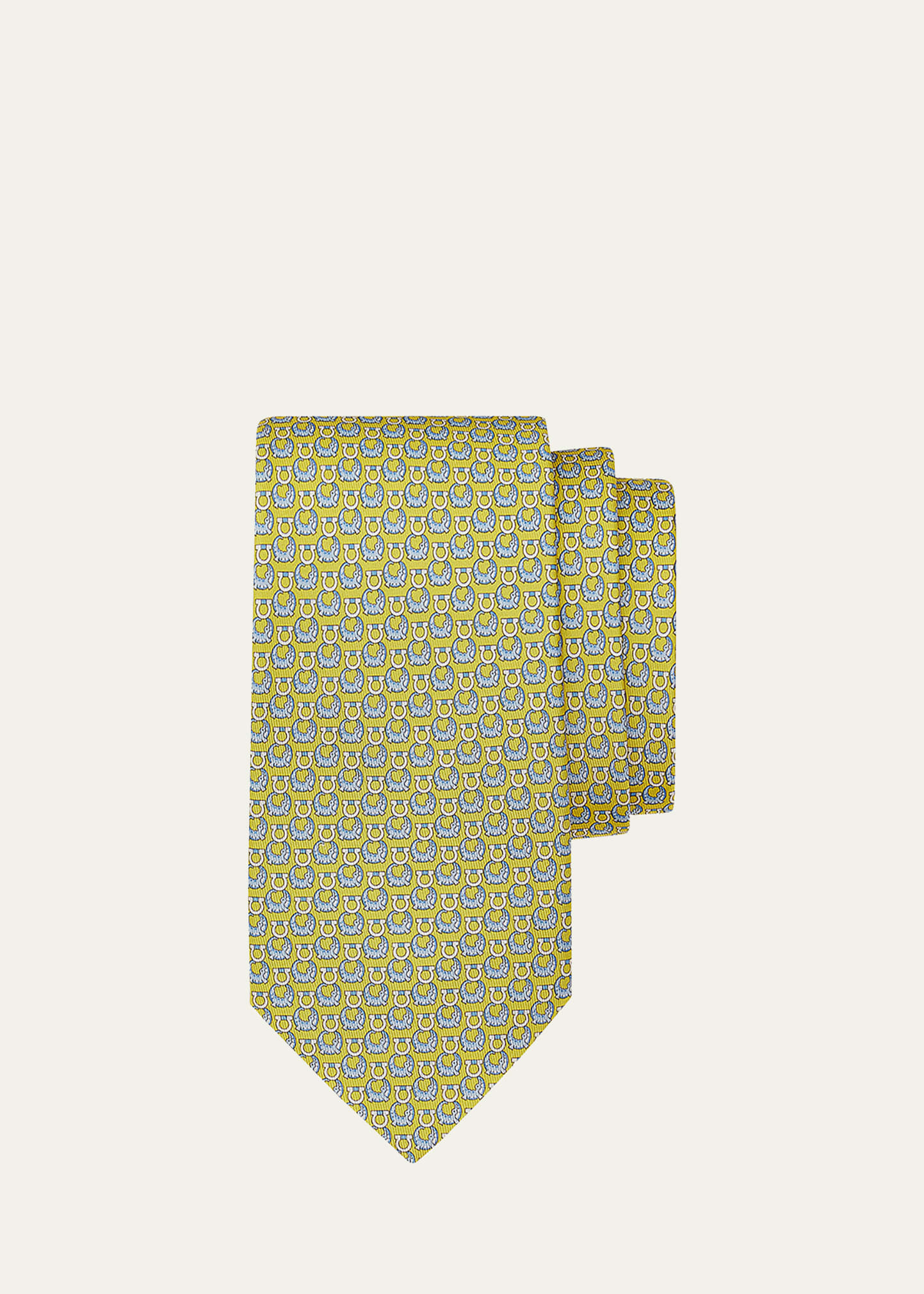 Ferragamo Men's Otello Croc & Gancini Silk Tie In F.giallo