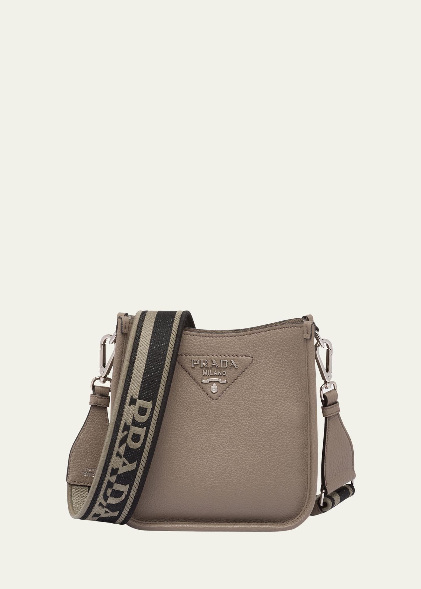 Prada Logo Leather Shoulder Bag In F0572 Argilla