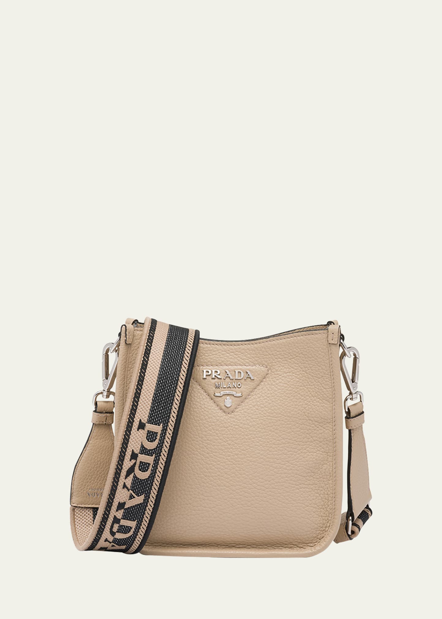 Prada Logo Leather Shoulder Bag In F02yp Sabbia N