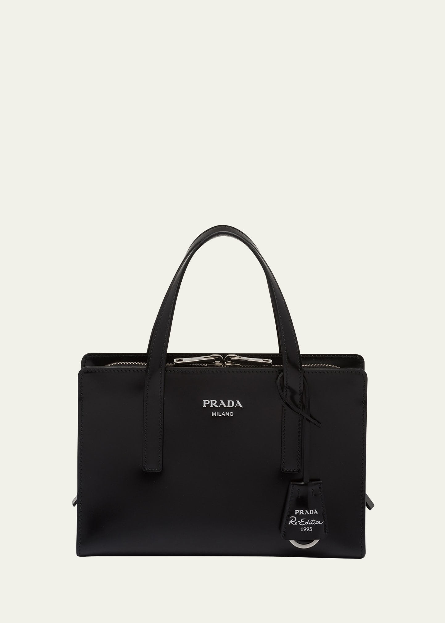 Prada Re-edition 1995 Mini Leather Top-handle Bag In F0002 Nero