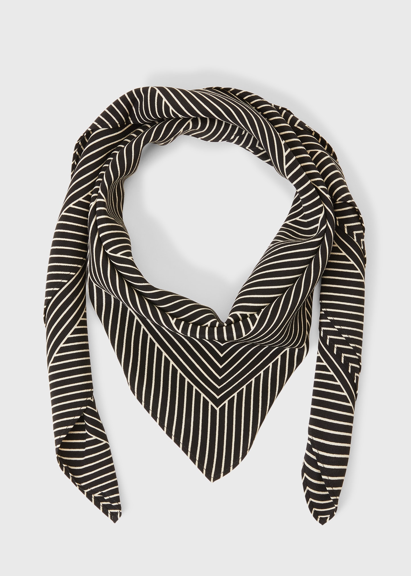 Totême Striped Monogram Silk Scarf In Black 200