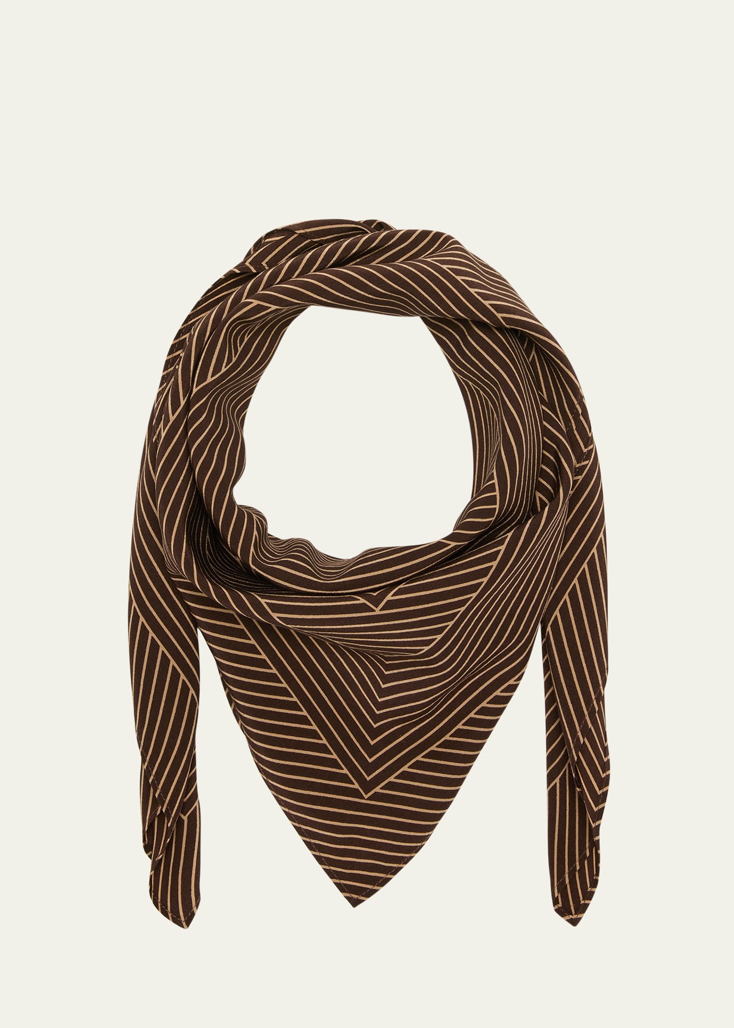 Shop Totême Striped Monogram Silk Scarf In Dark Brown
