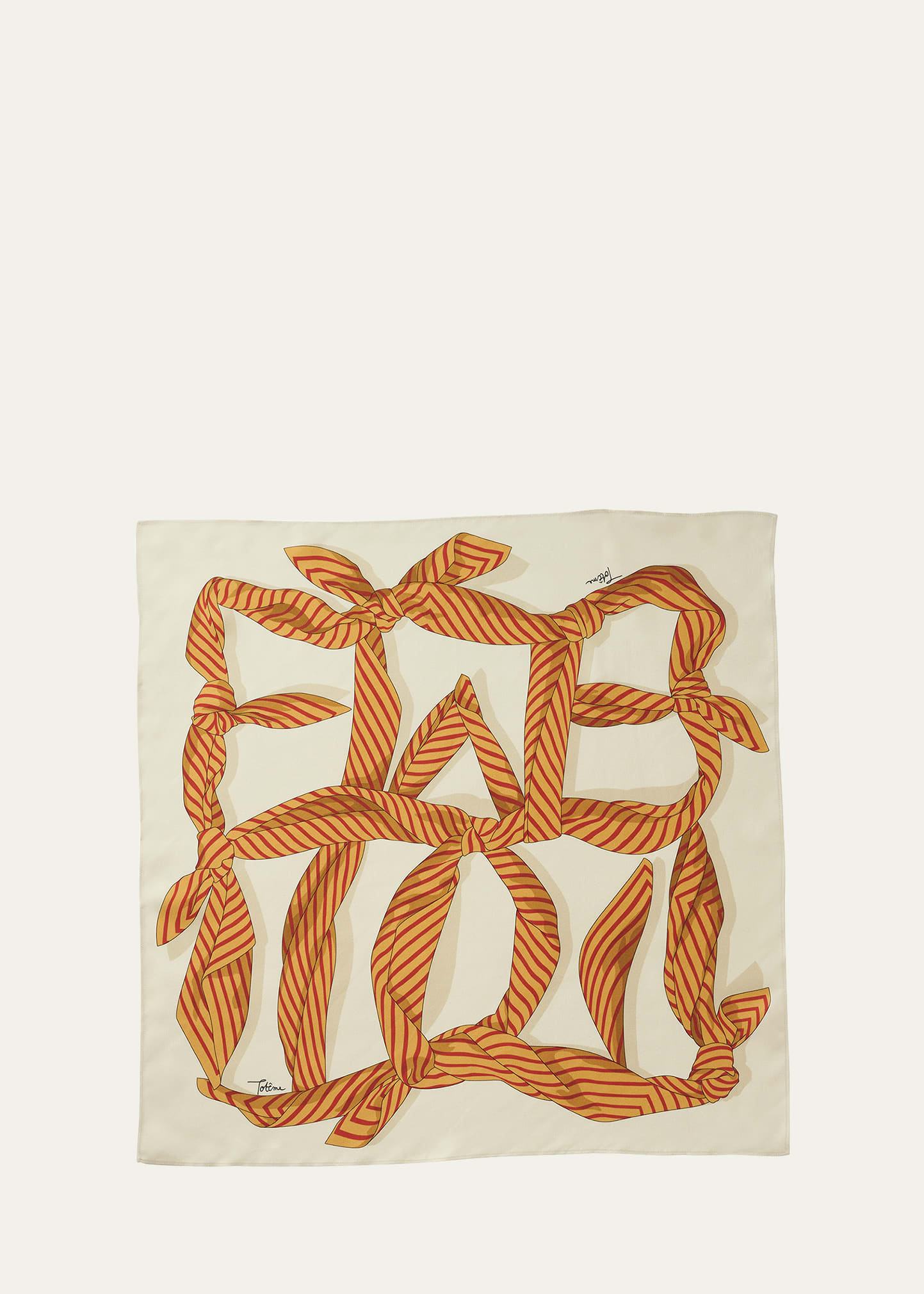 Totême Knotted Monogram Silk Scarf Bloody Mary In Bloody Mary 595