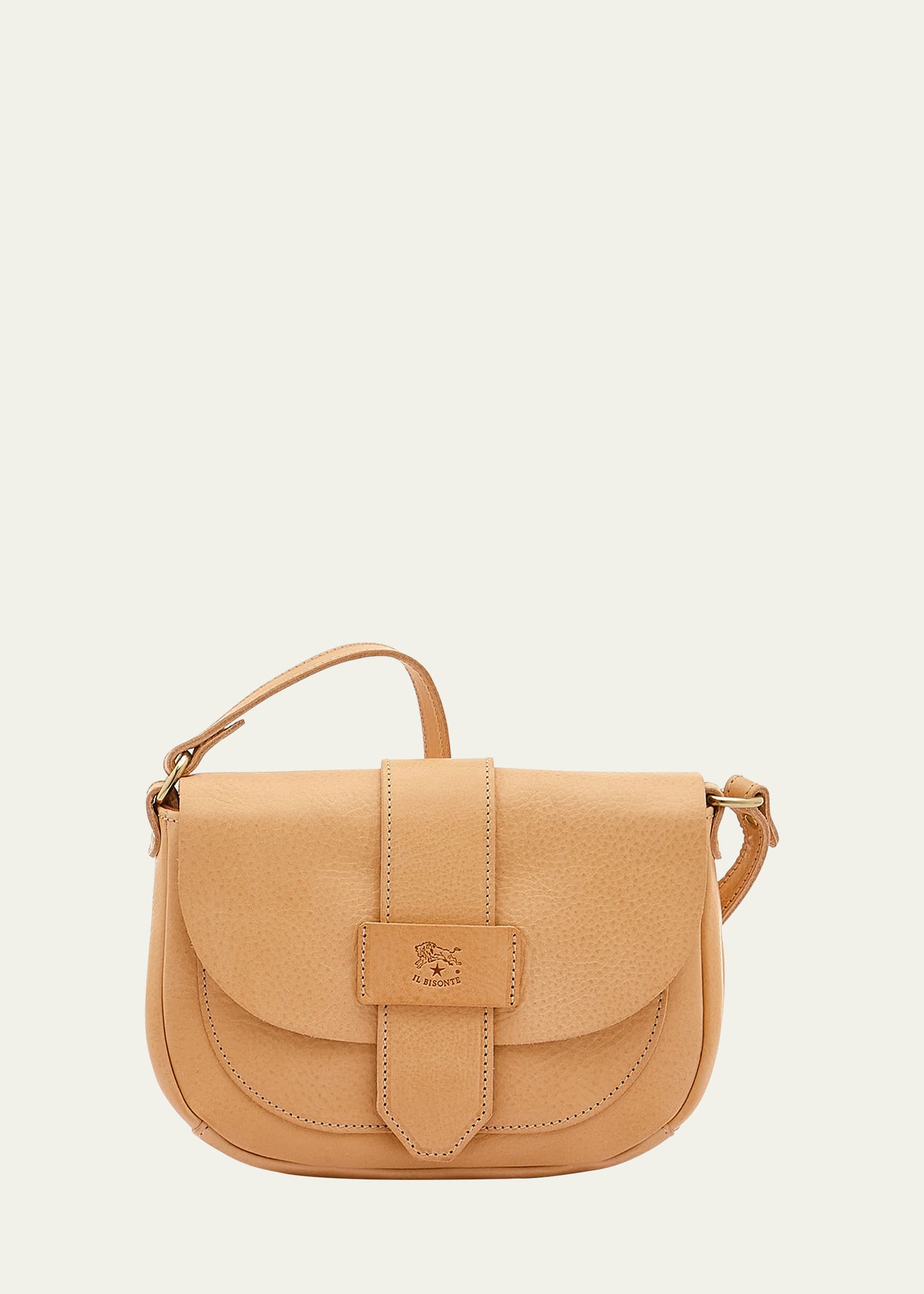 Il Bisonte Alloro Saddle Vachetta Leather Crossbody Bag In Natural