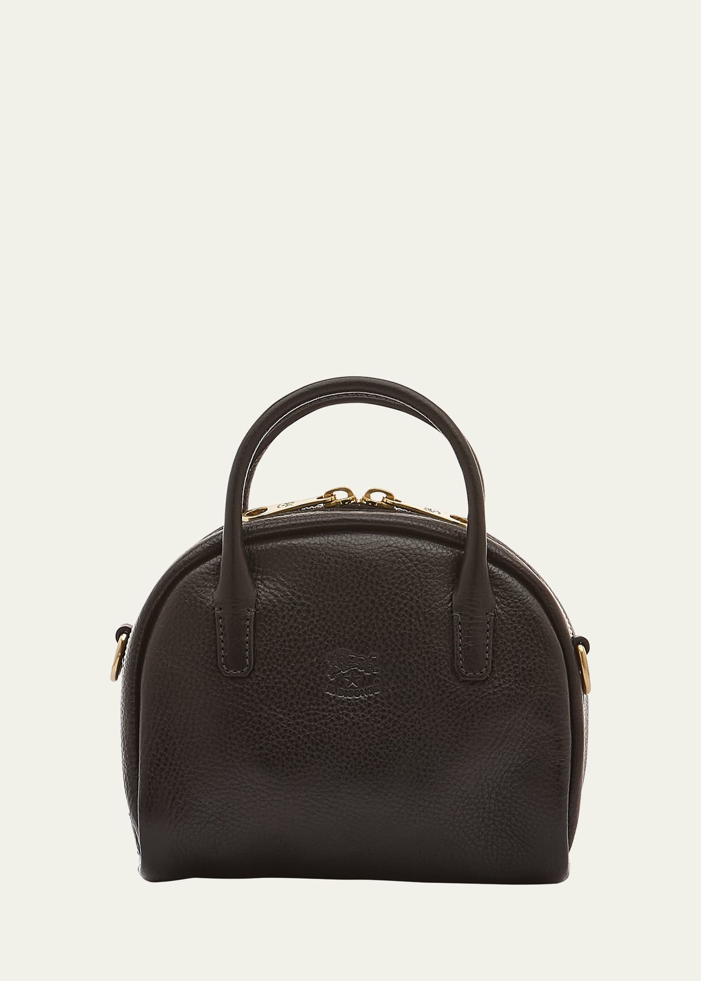 Il Bisonte Quercia Zip Leather Top-handle Bag In Black