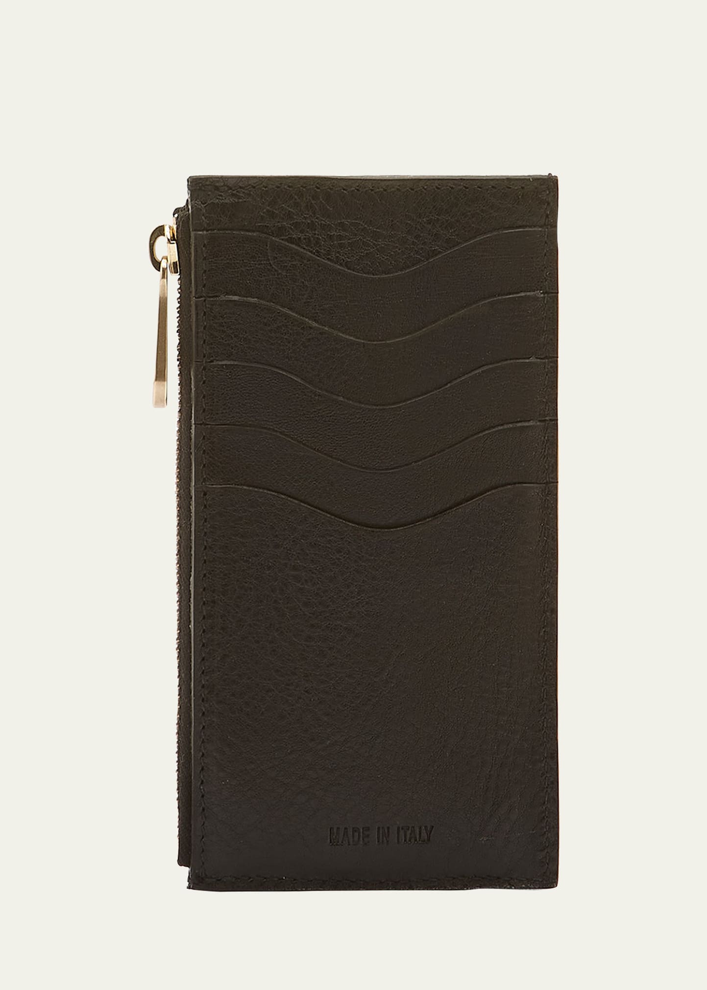 Il Bisonte Acero Zip Leather Card Holder In Black