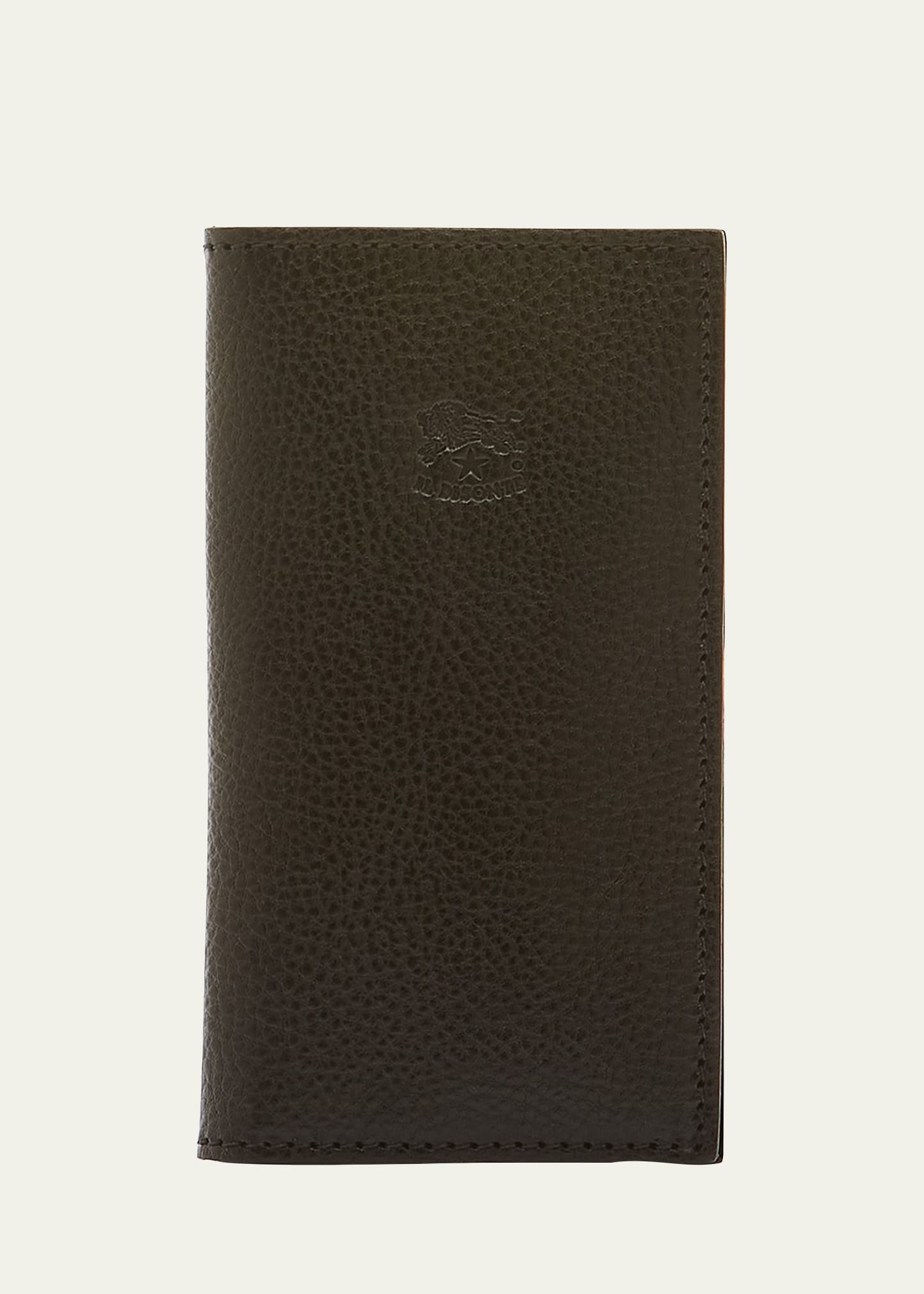Il Bisonte Acero Flap Leather Card Holder In Black