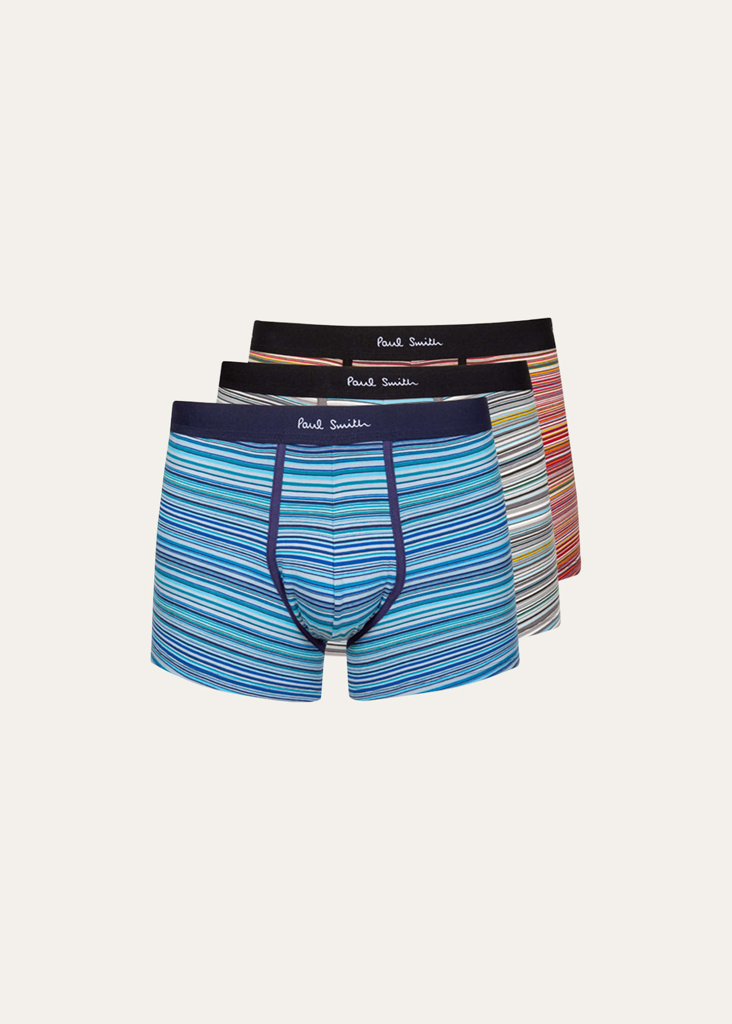 Shop Paul Smith Men's 3-pack Cotton-stretch Multicolor Stripe Boxer Briefs In 1a