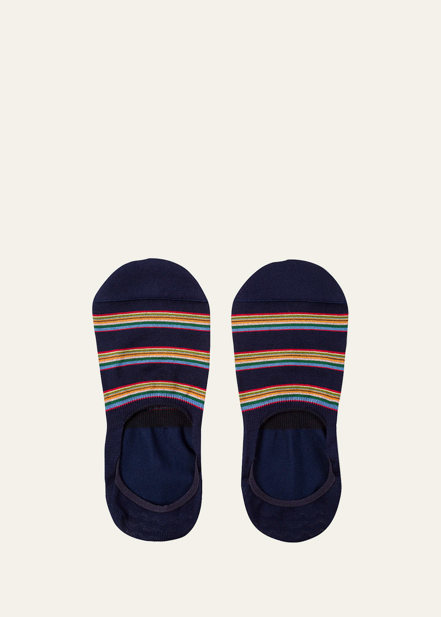 PAUL SMITH MEN'S MULTIBLOCK NO-SHOW SOCKS W/ HEEL GRIPS