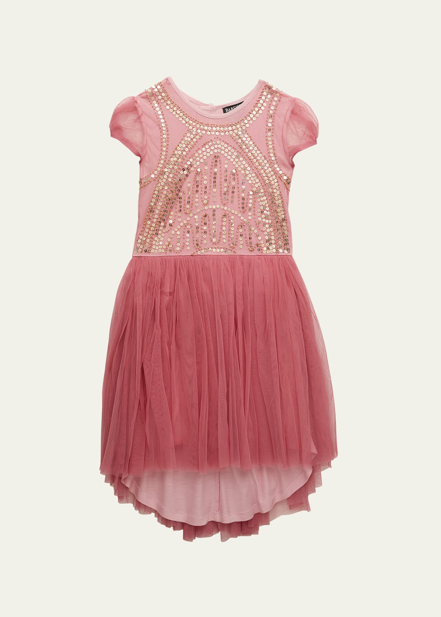 Bardot Kids' Girl's Taylor Embellished Tulle Open Back Dress In Pink Pink