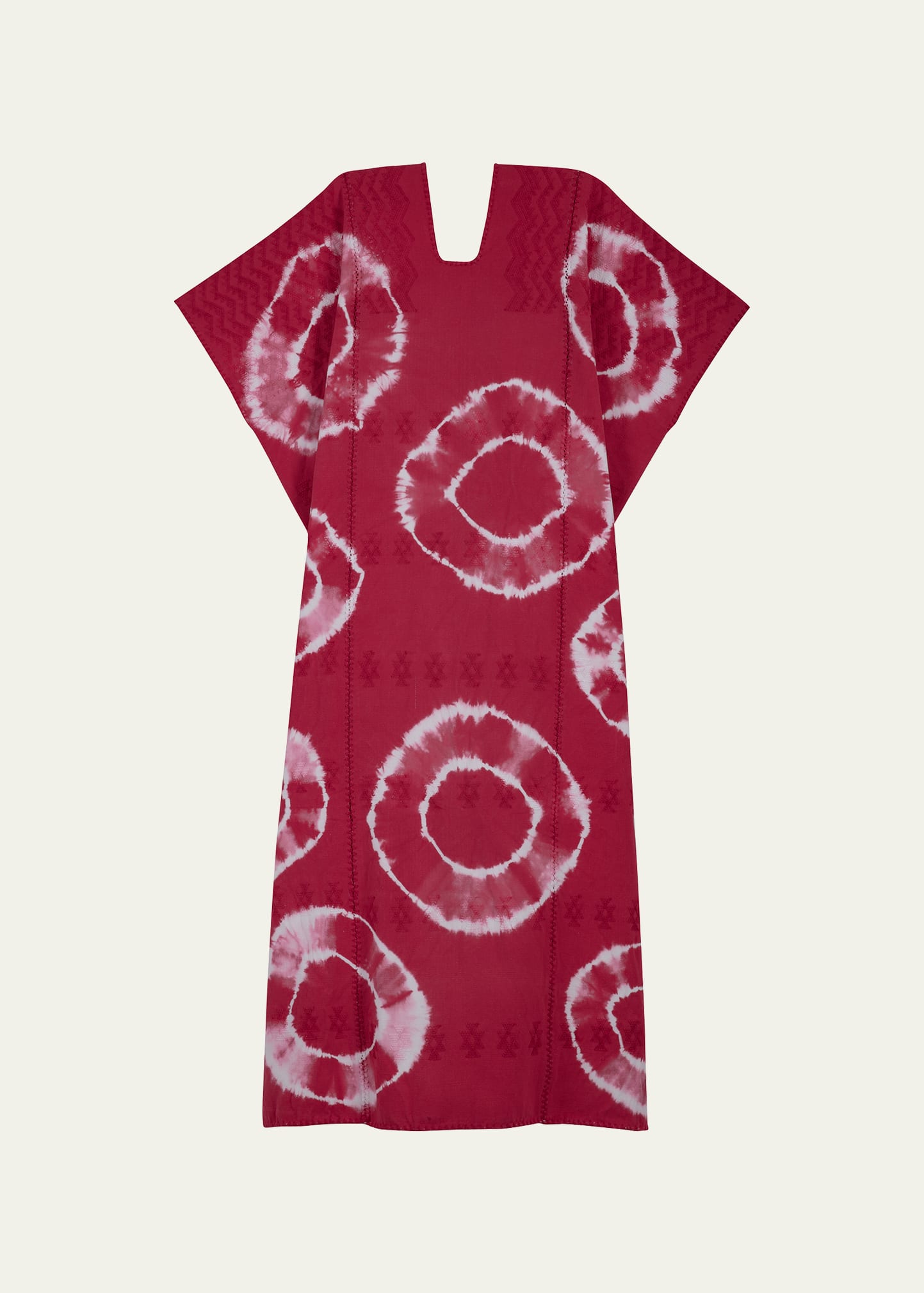 Pippa Holt Three Panel Tie-dye Midi Kaftan In Red And White Tie