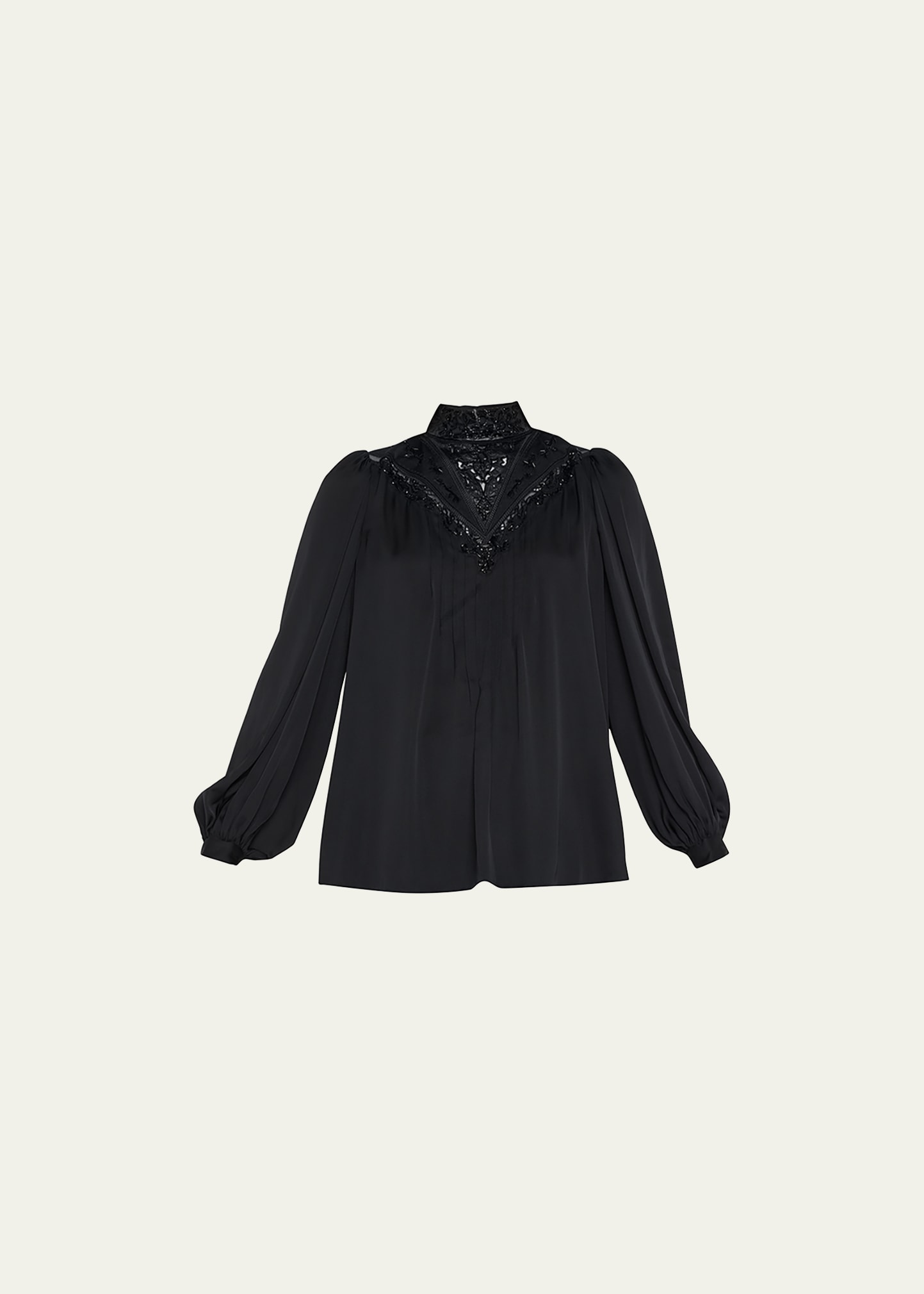 Patricia Beaded Balloon-Sleeve Blouse