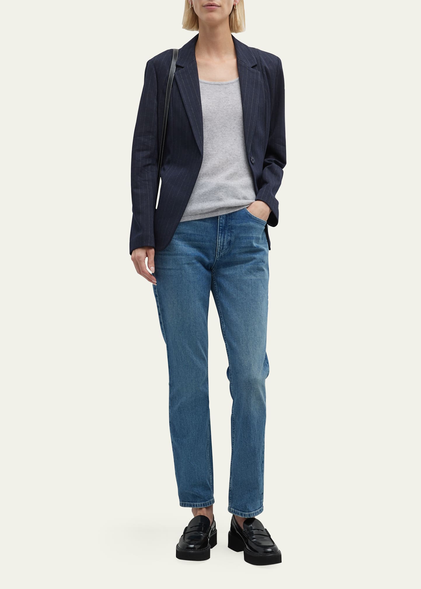 Kobi Halperin Single-button Pinstripe Blazer In Navy