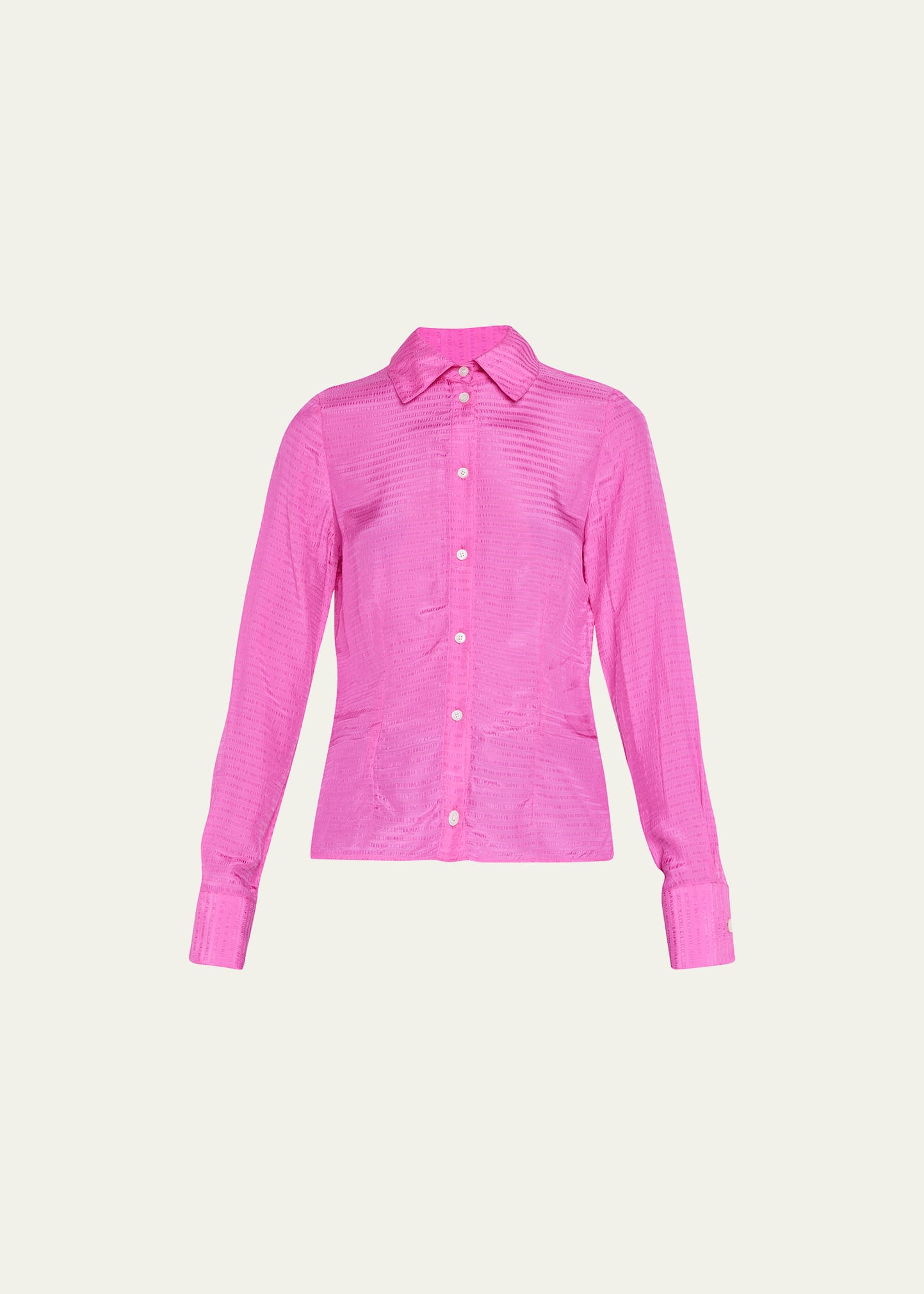 AHLUWALIA LILY STRIPED BUTTON-FRONT FITTED SHIRT