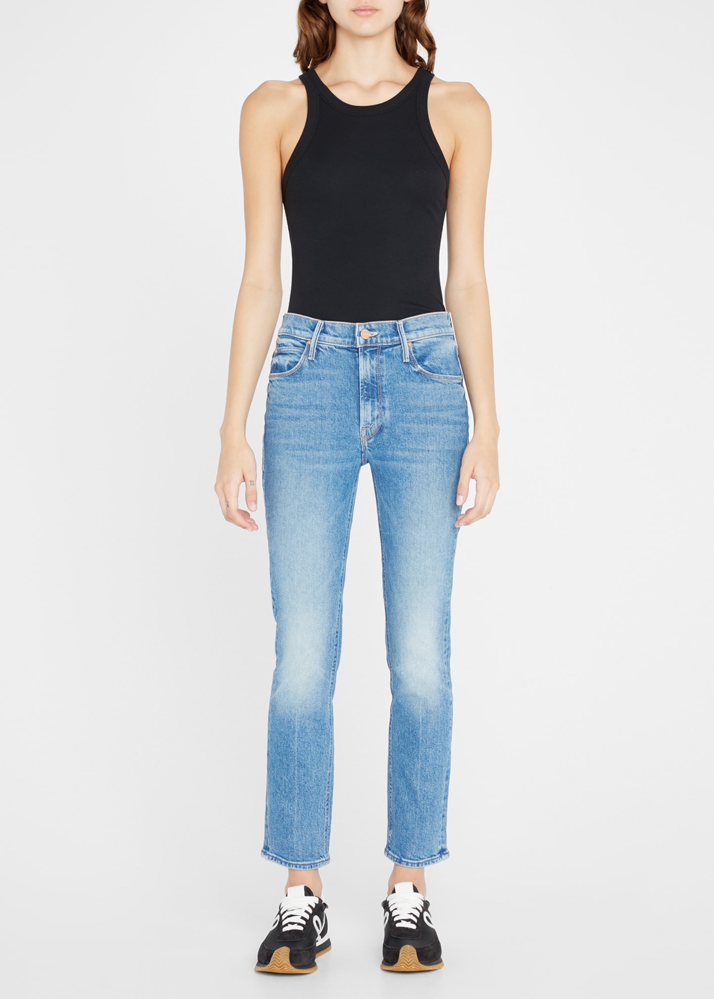 MOTHER The Mid Rise Dazzler Straight Faded Ankle Jeans