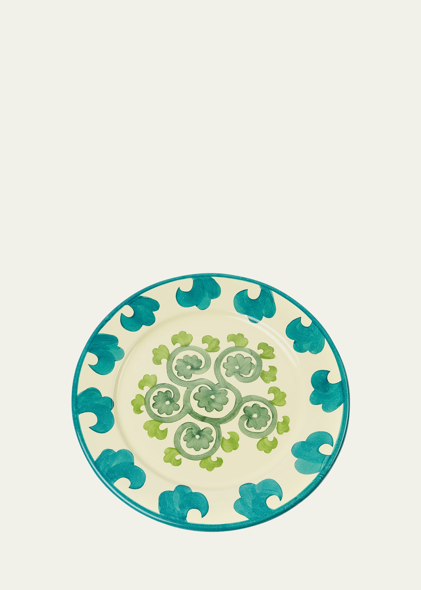 Shop Emporio Sirenuse Flower Charger Plate In Yellow Green