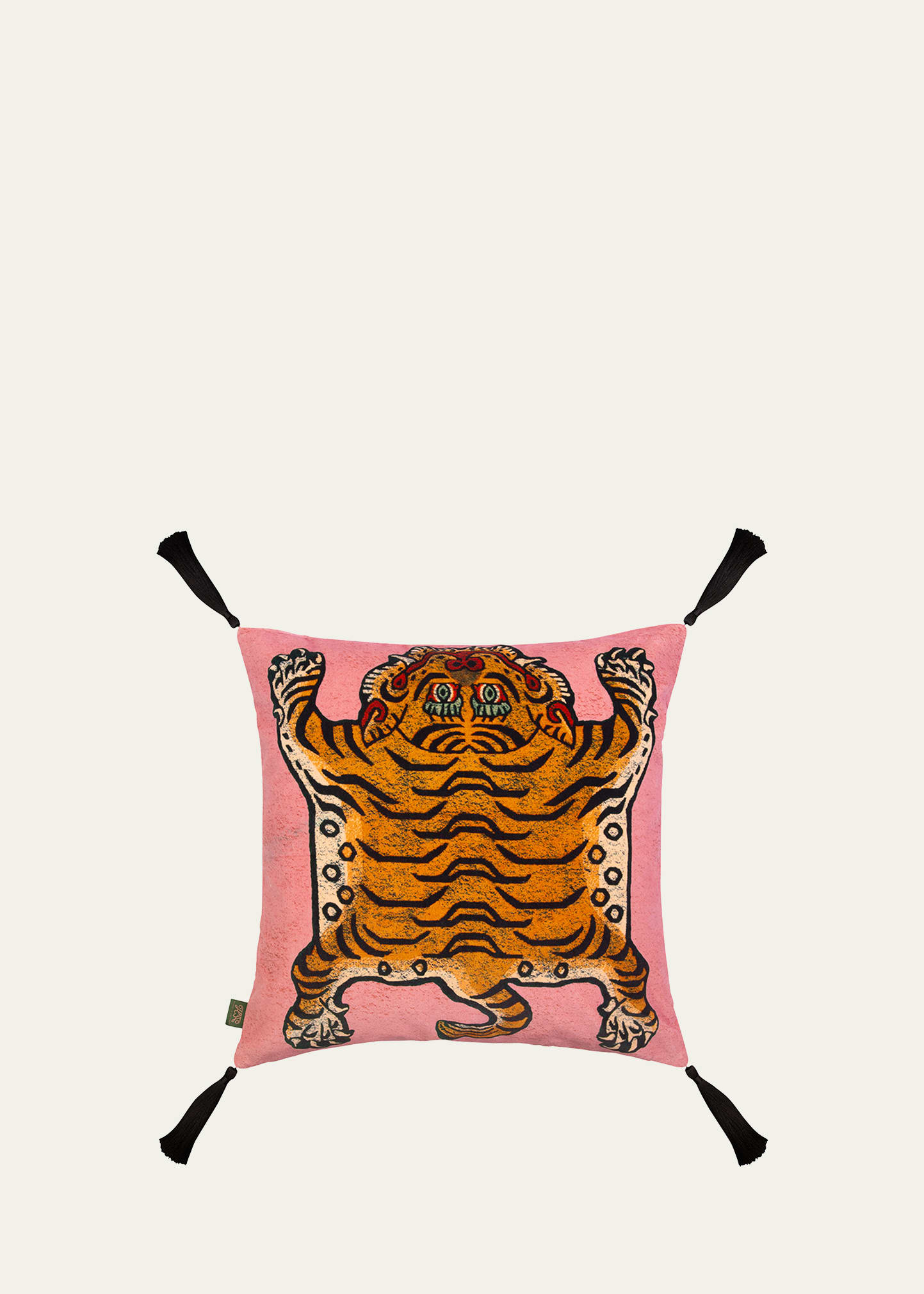 House Of Hackney Saber Tasseled 18" Velvet Cushion, Tourmaline In Multi