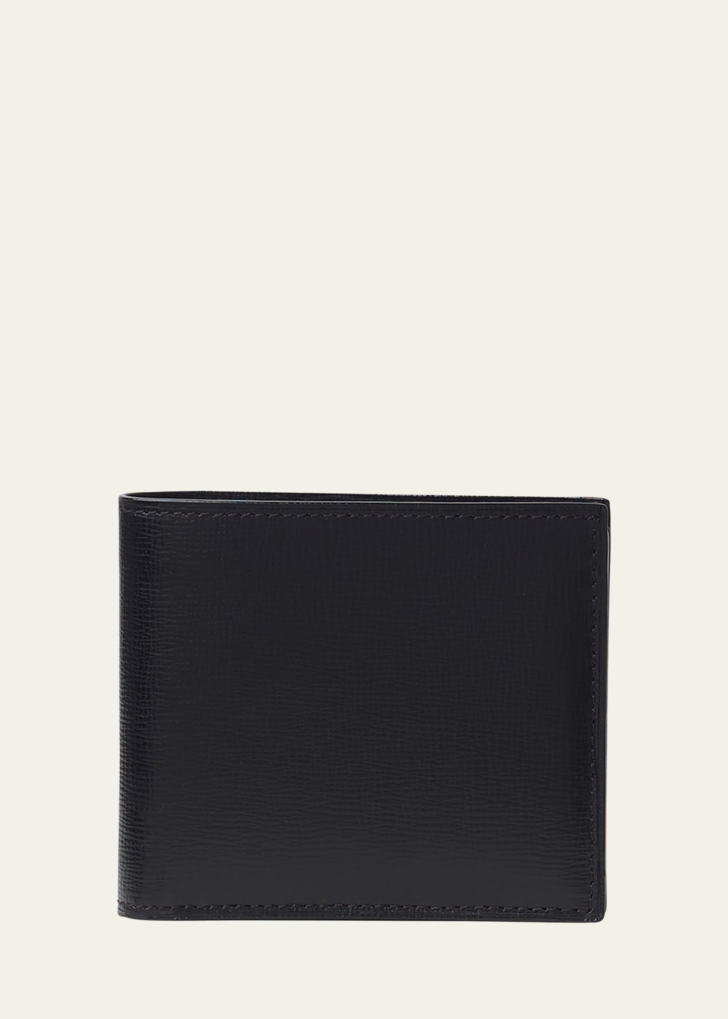 Valextra Men's Leather V-cut Bifold Wallet In Black