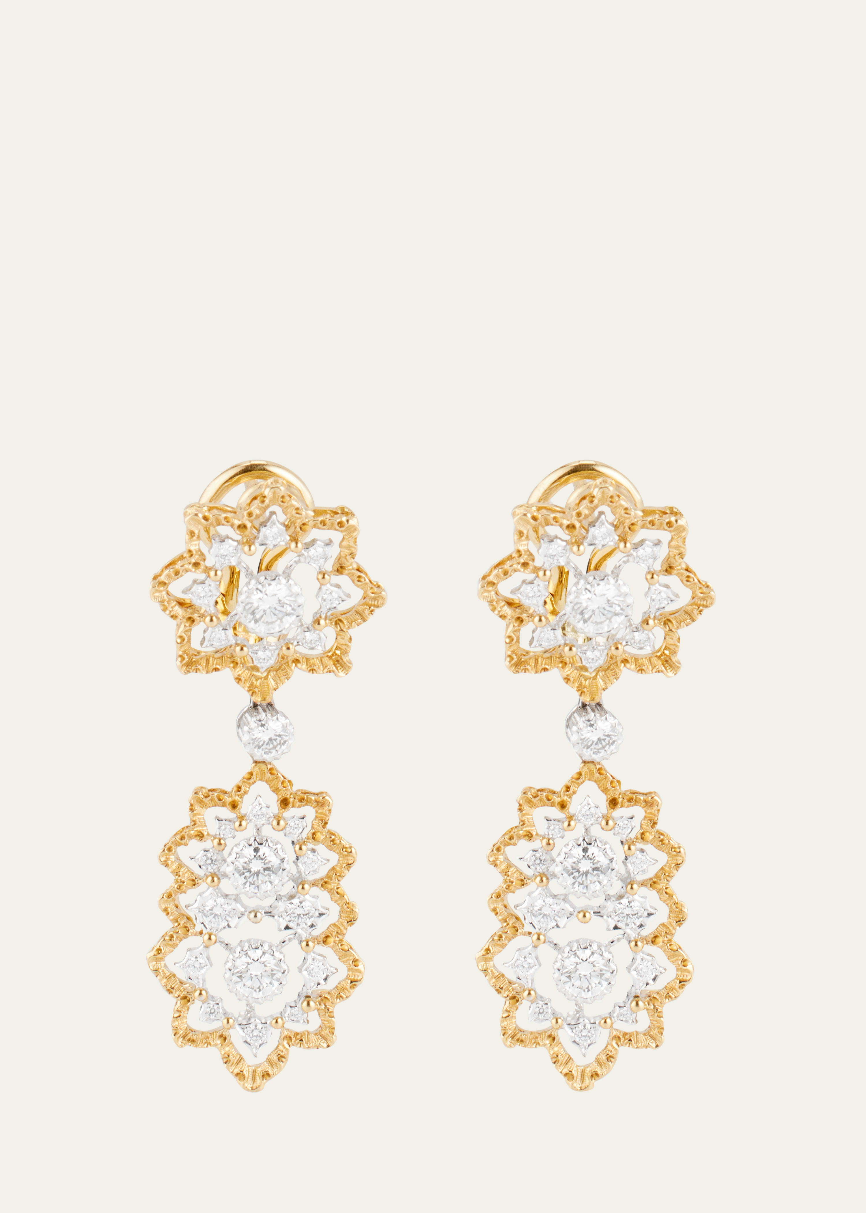 18K Yellow and White Gold Diamond Rombi Earrings