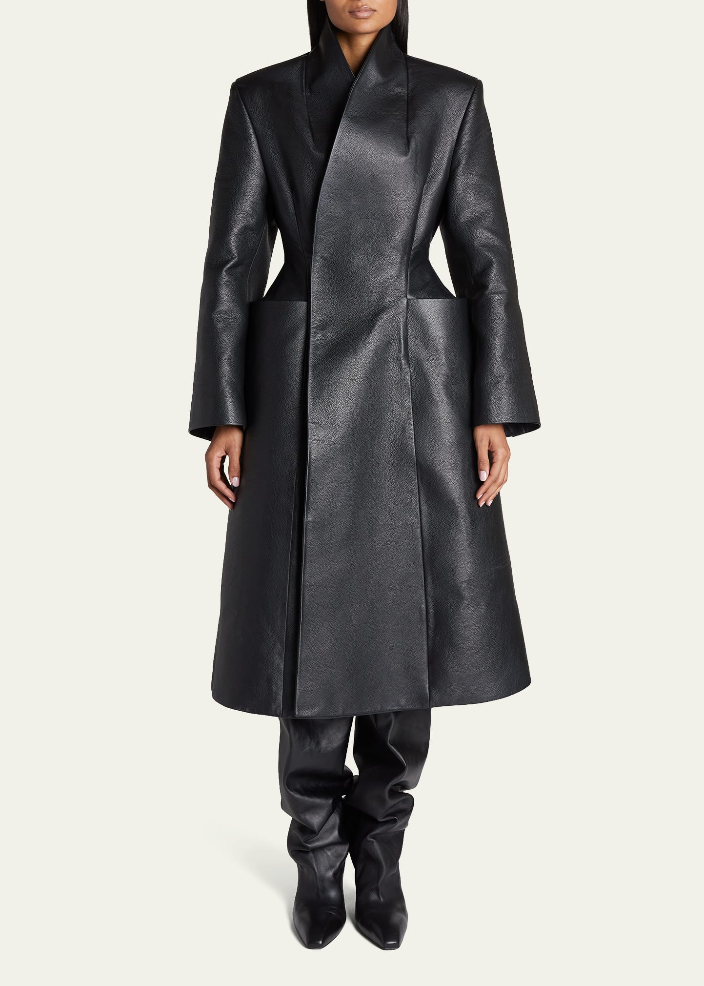 Balenciaga Hourglass Leather Coat