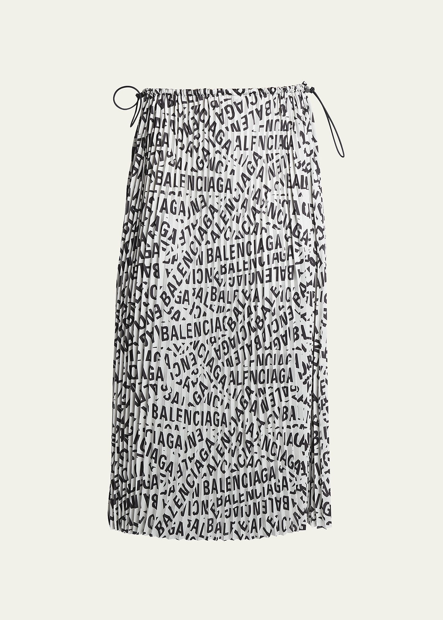 Logo Strips Print Pleated Midi Skirt