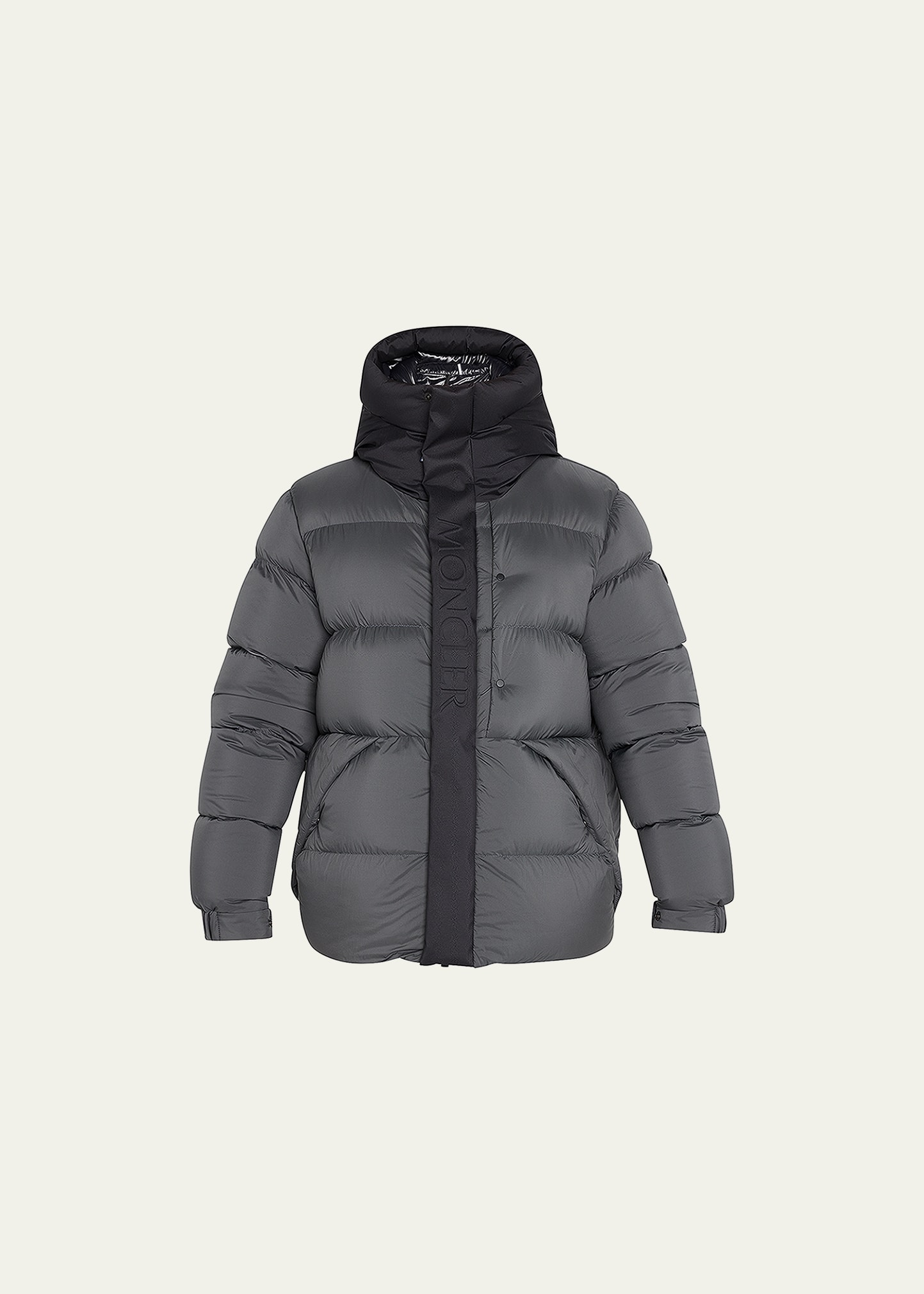 Moncler Men's Madeira Bicolor Logo Puffer Jacket In Dark Grey | ModeSens