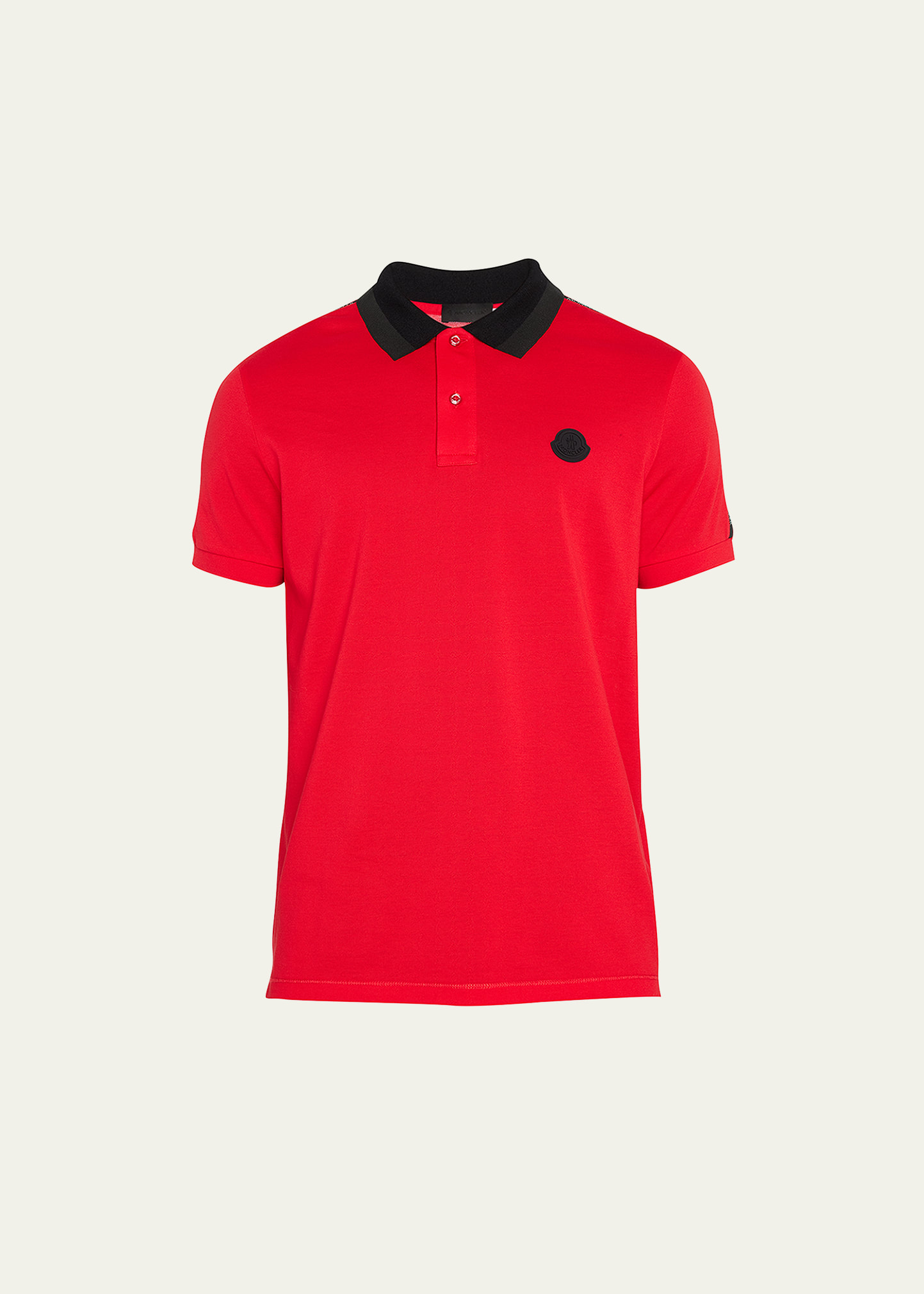 Moncler Men's Logo-tape Polo Shirt In Red