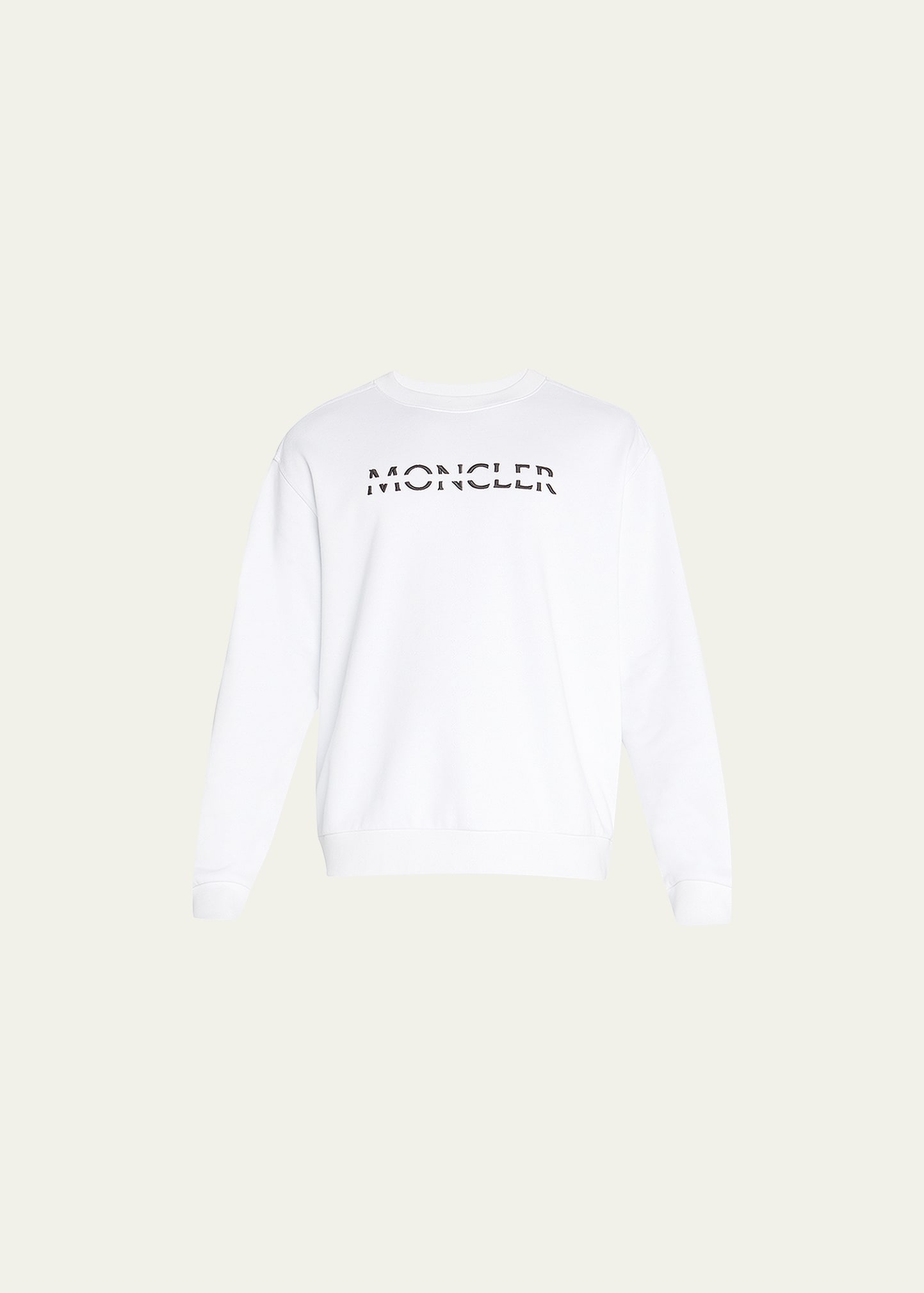 Shop Moncler Men's Logo Crew Sweatshirt In White
