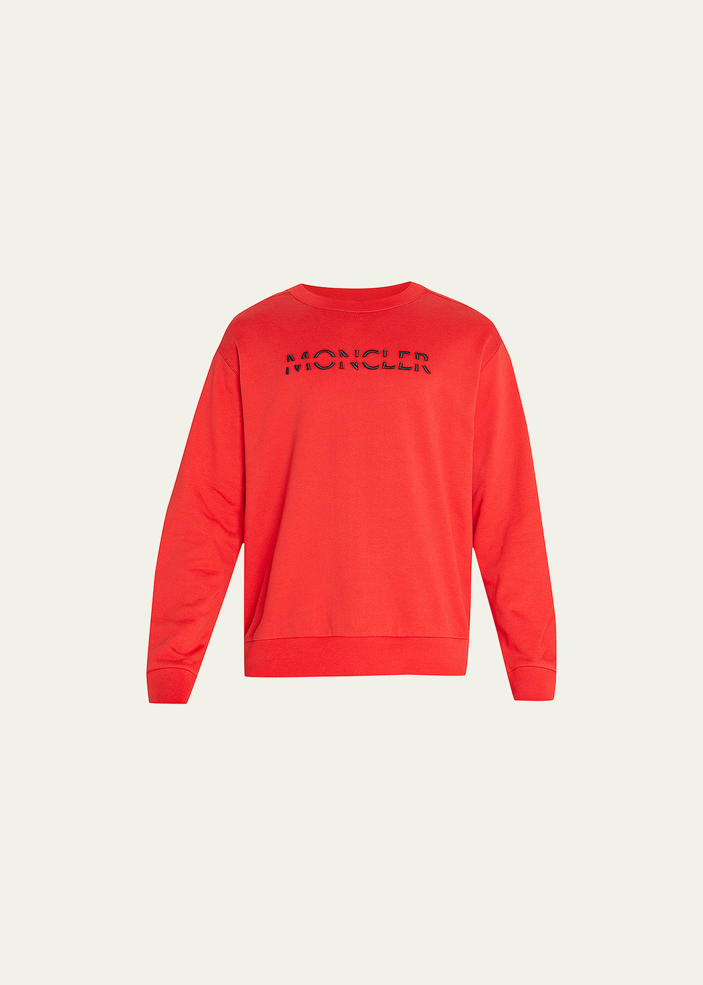 Shop Moncler Men's Logo Crew Sweatshirt In Red