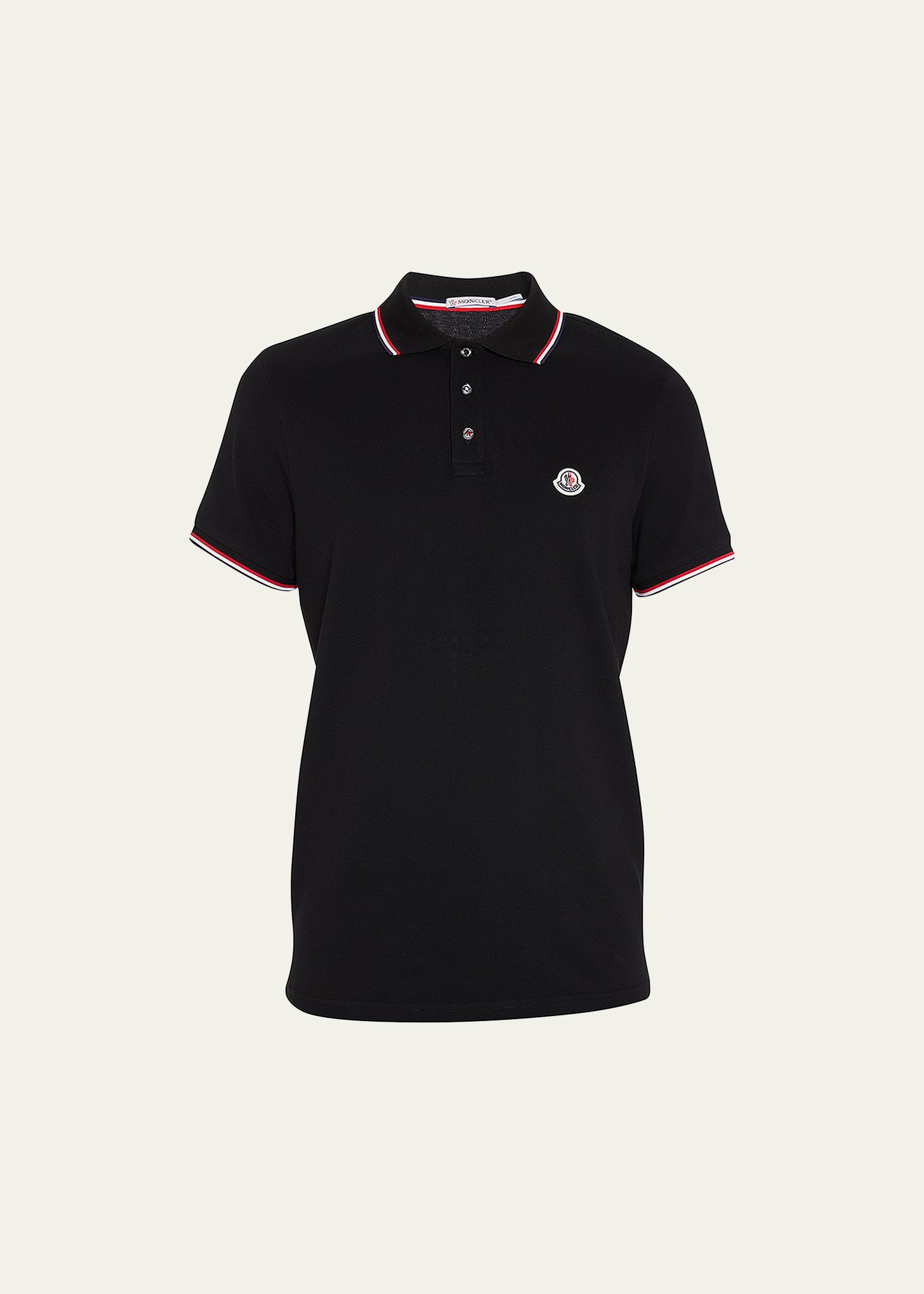 Shop Moncler Men's Classic Tipped Polo Shirt In Black