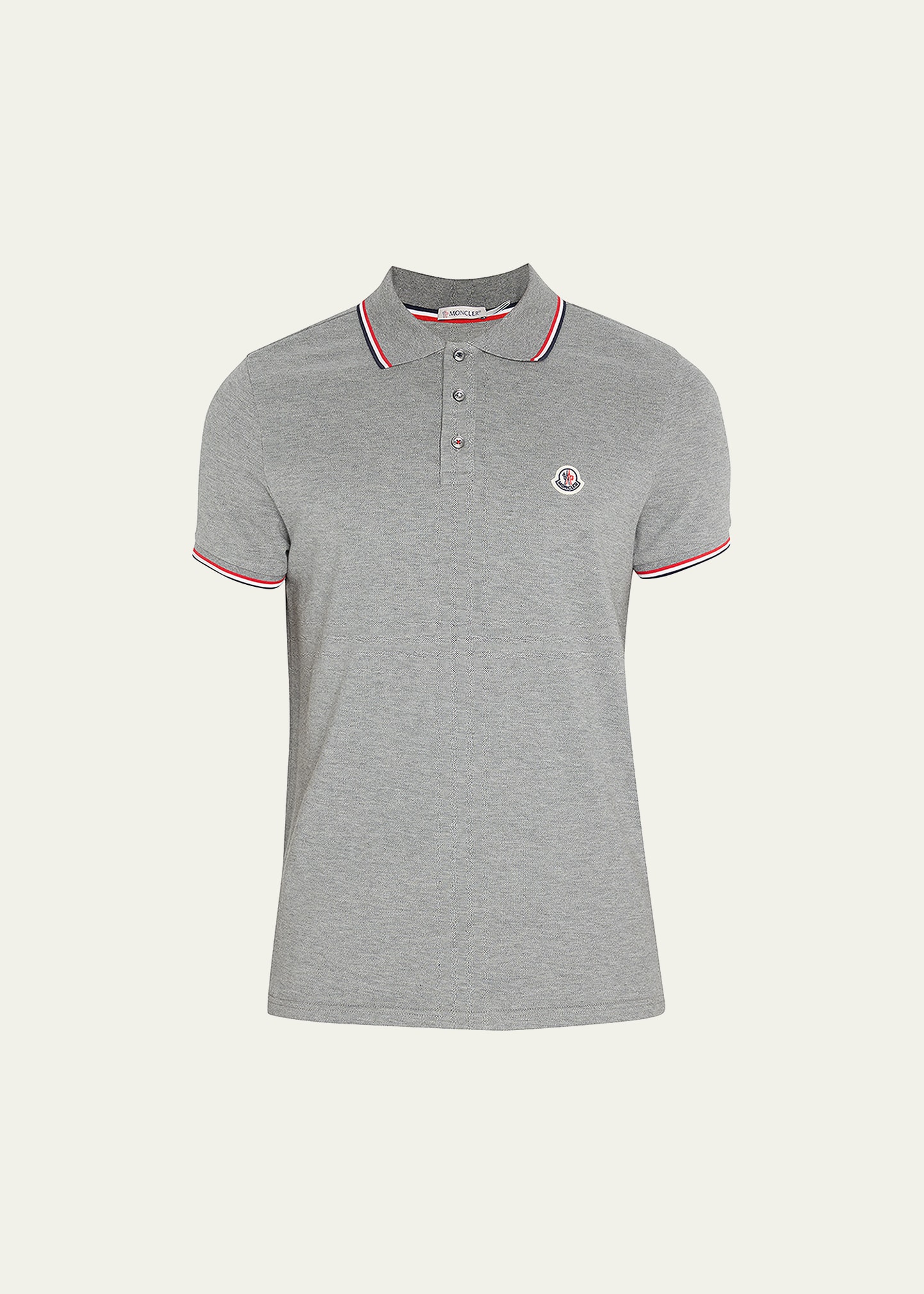 Moncler Short-sleeved Polo Shirt With Logo In Light Grey