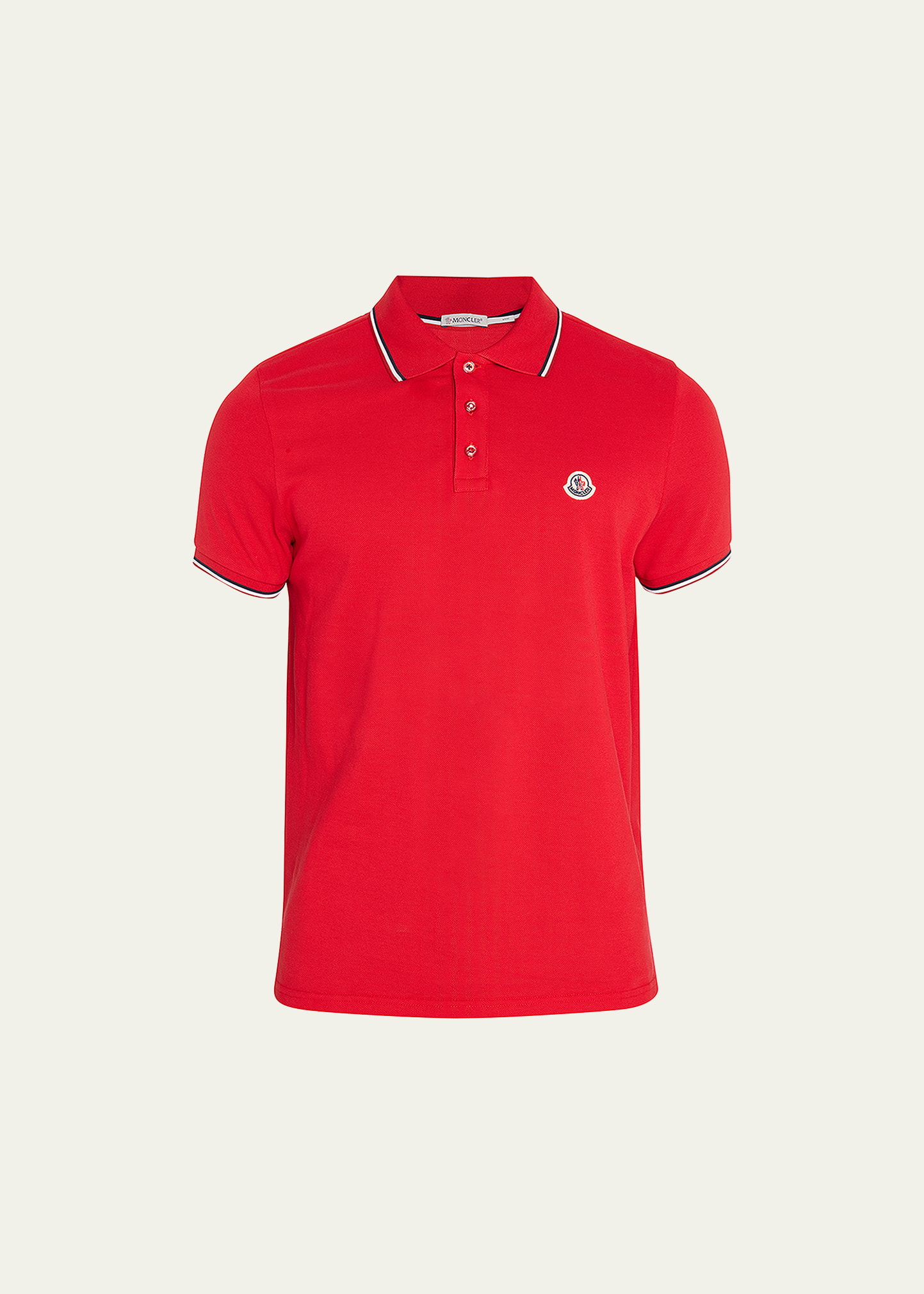 Shop Moncler Men's Classic Tipped Polo Shirt In Red